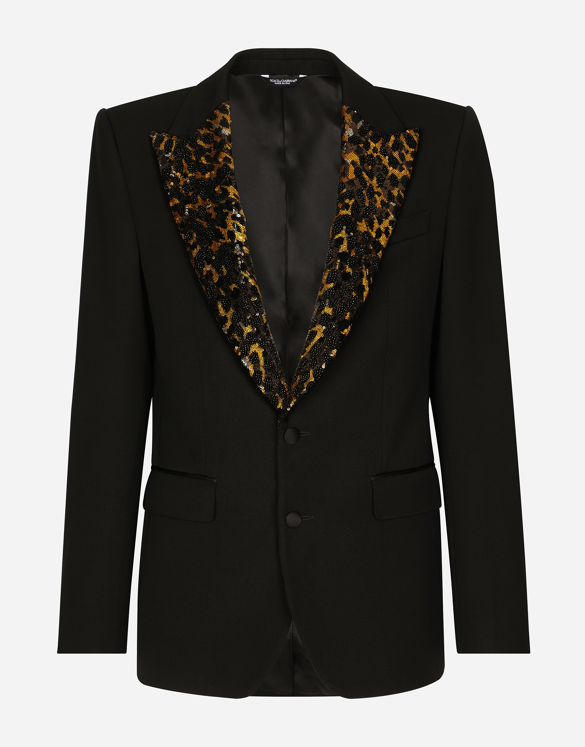 Dolce & Gabbana Stretch Wool Fabric Sicilia-fit Tuxedo Jacket In Black