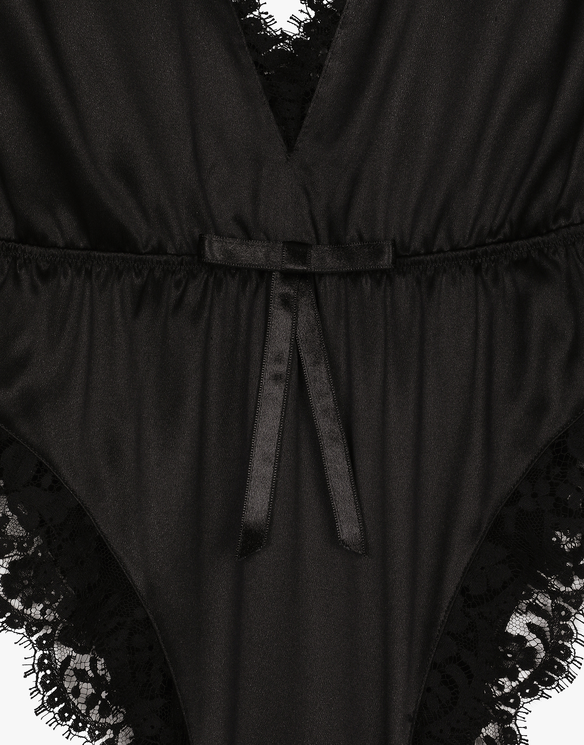 Dolce & Gabbana Lace-trimmed Silk-blend Satin Bodysuit In Black