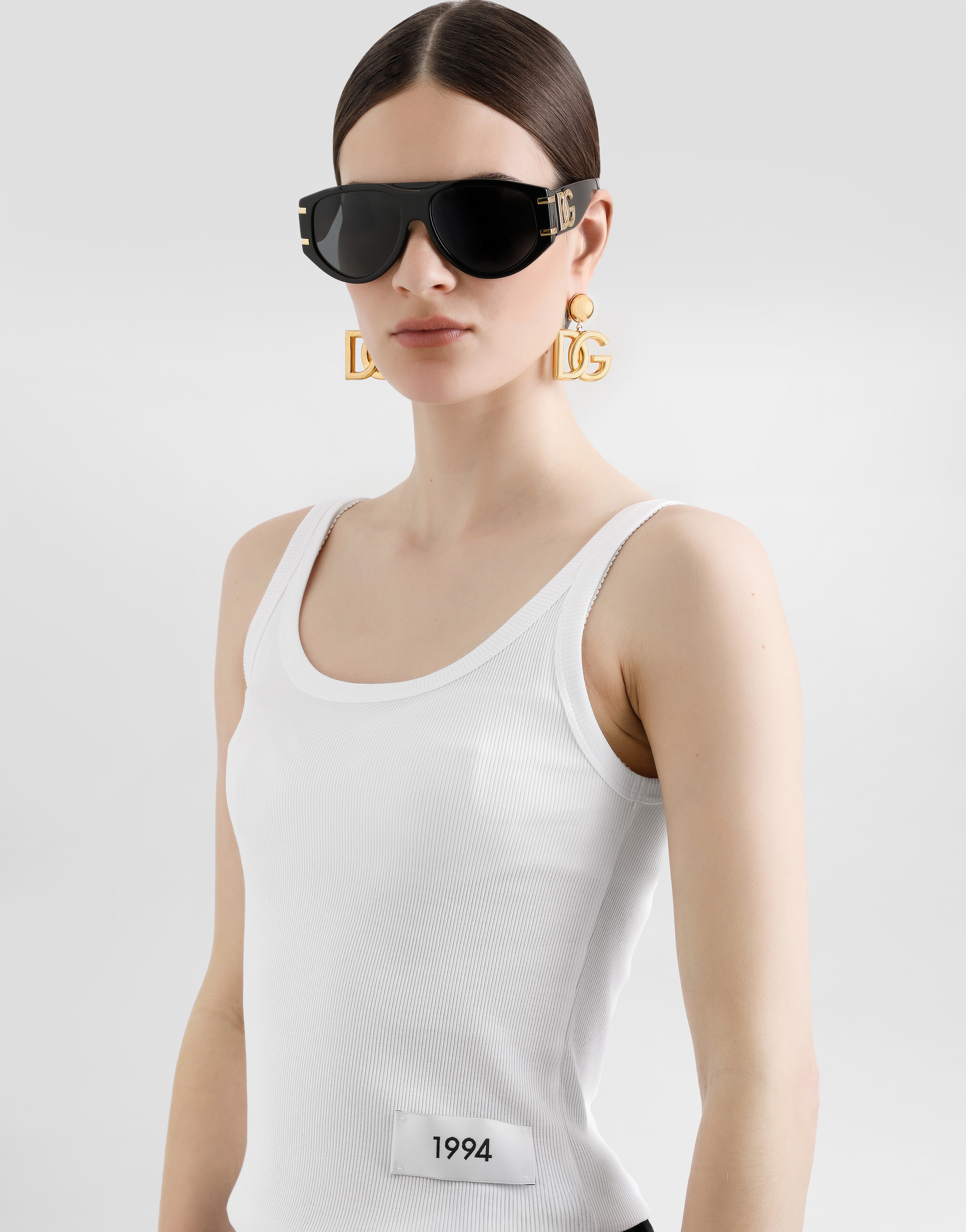 DOLCE & GABBANA KIM DOLCE&GABBANA FINE-RIB COTTON TANK TOP WITH THE RE-EDITION LABEL