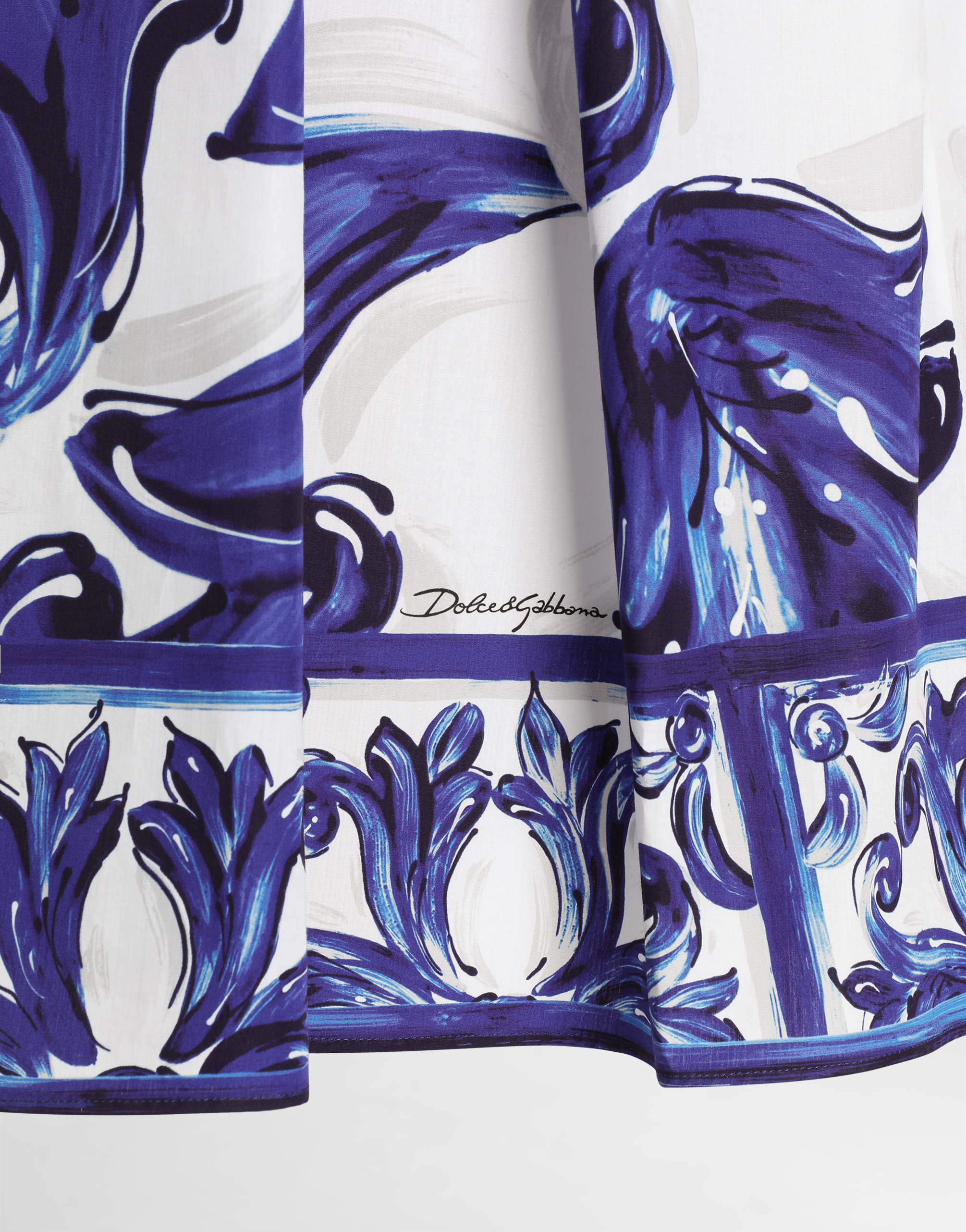 Majolica-print short poplin dress