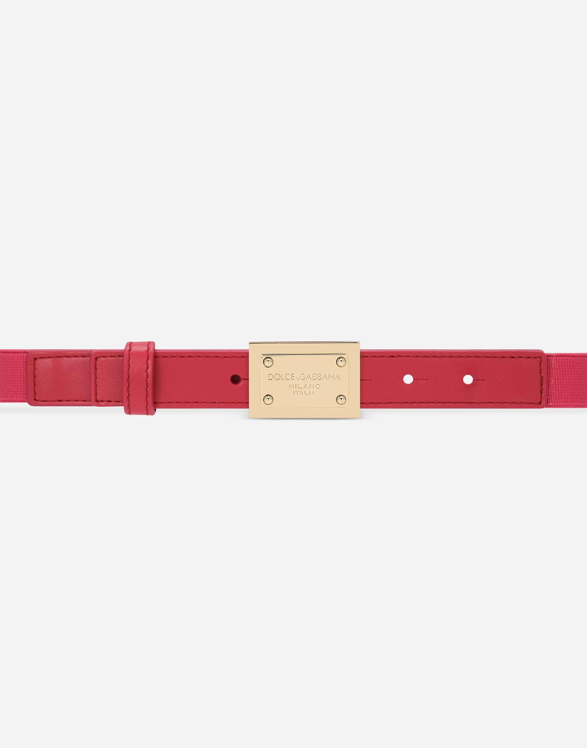 Shop Dolce & Gabbana Stretch Belt With Logo Tag In Fuchsia