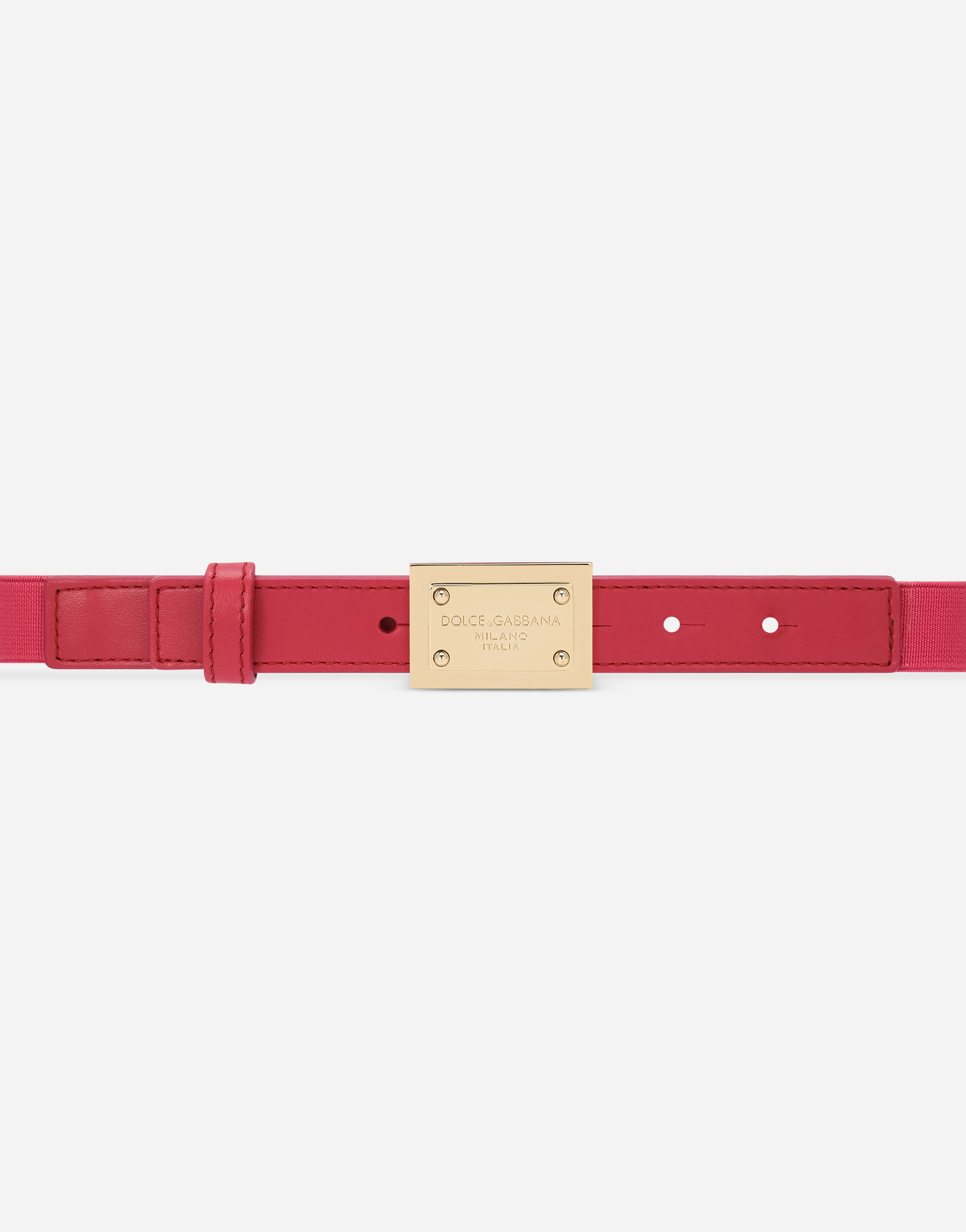 Dolce & Gabbana Stretch Belt With Logo Tag In Fuchsia