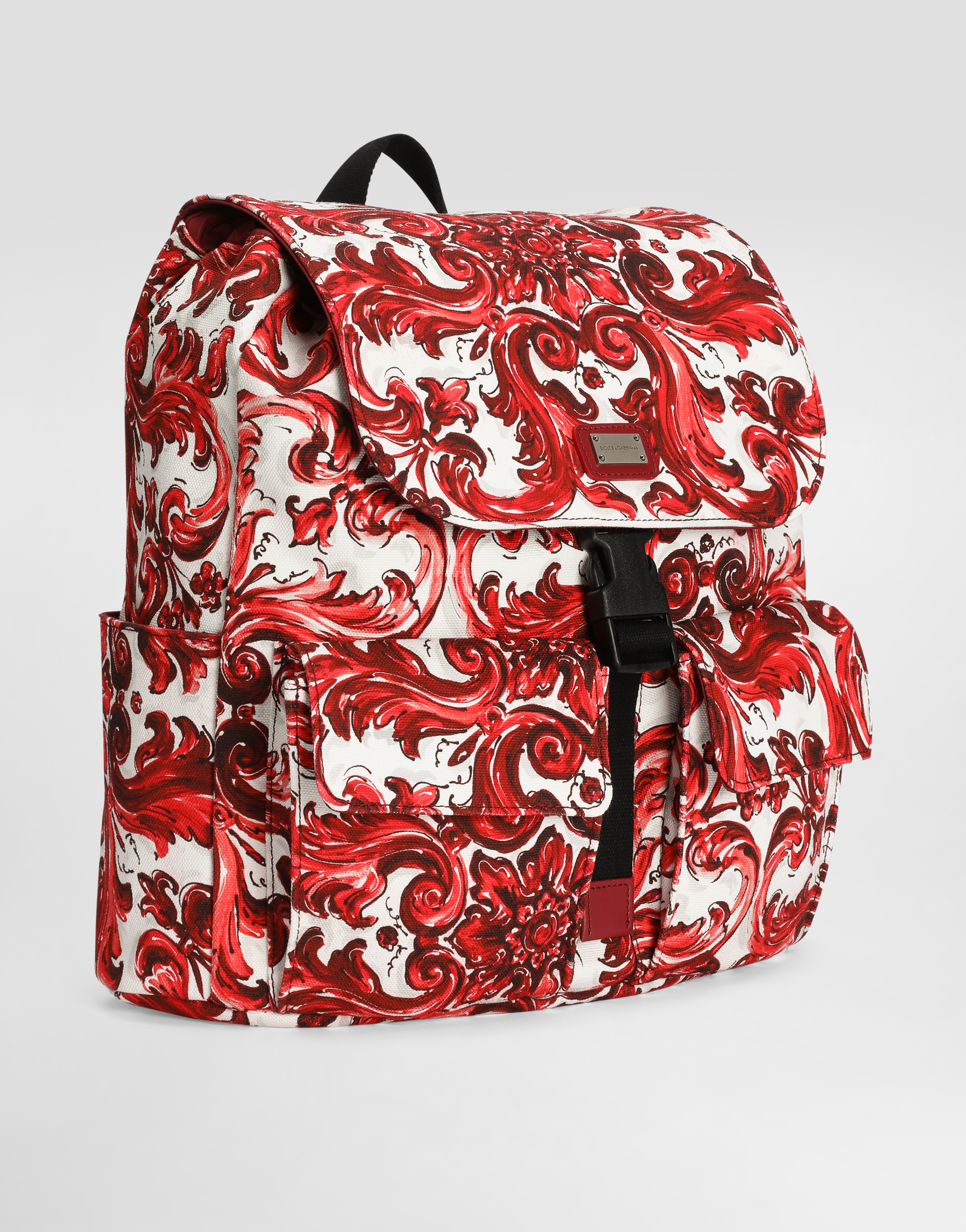 Dolce & Gabbana Majolica-print Canvas Backpack In Blue