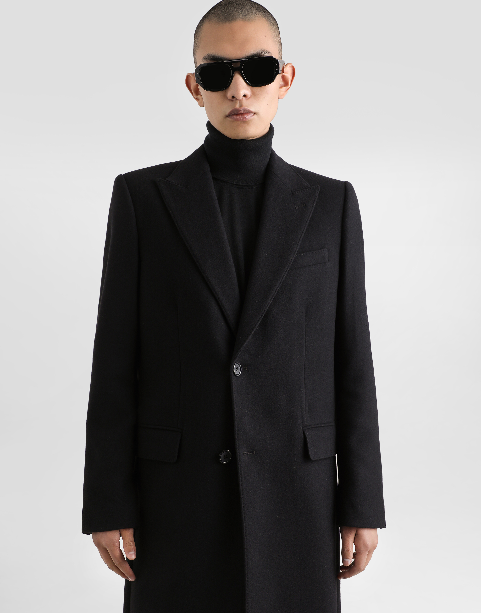 Dolce & Gabbana Wool Single-breasted Coat In Black