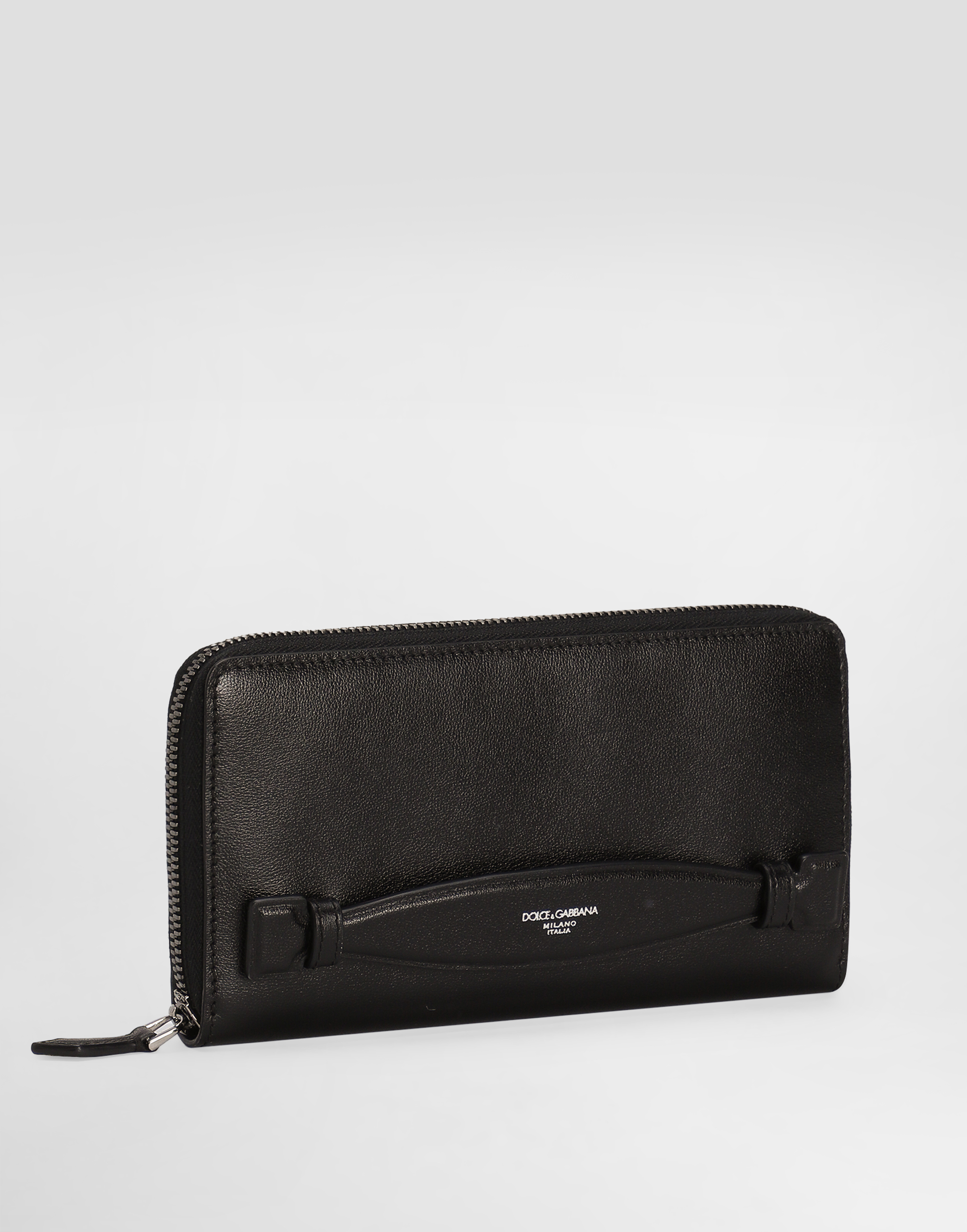 Dolce & Gabbana Zip-around Calfskin Wallet In Black