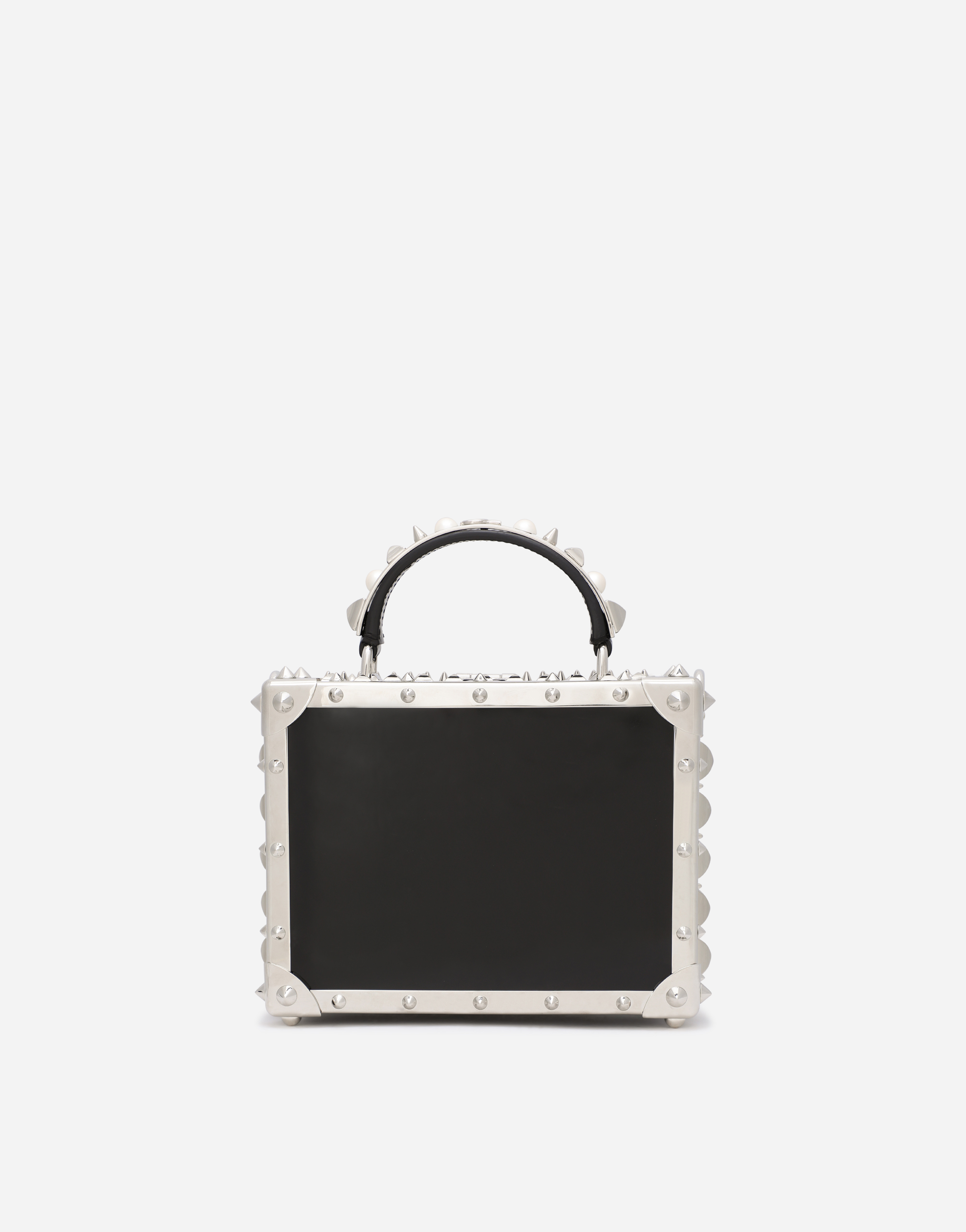 DOLCE & GABBANA POLISHED CALFSKIN DOLCE BOX BAG WITH STUDS