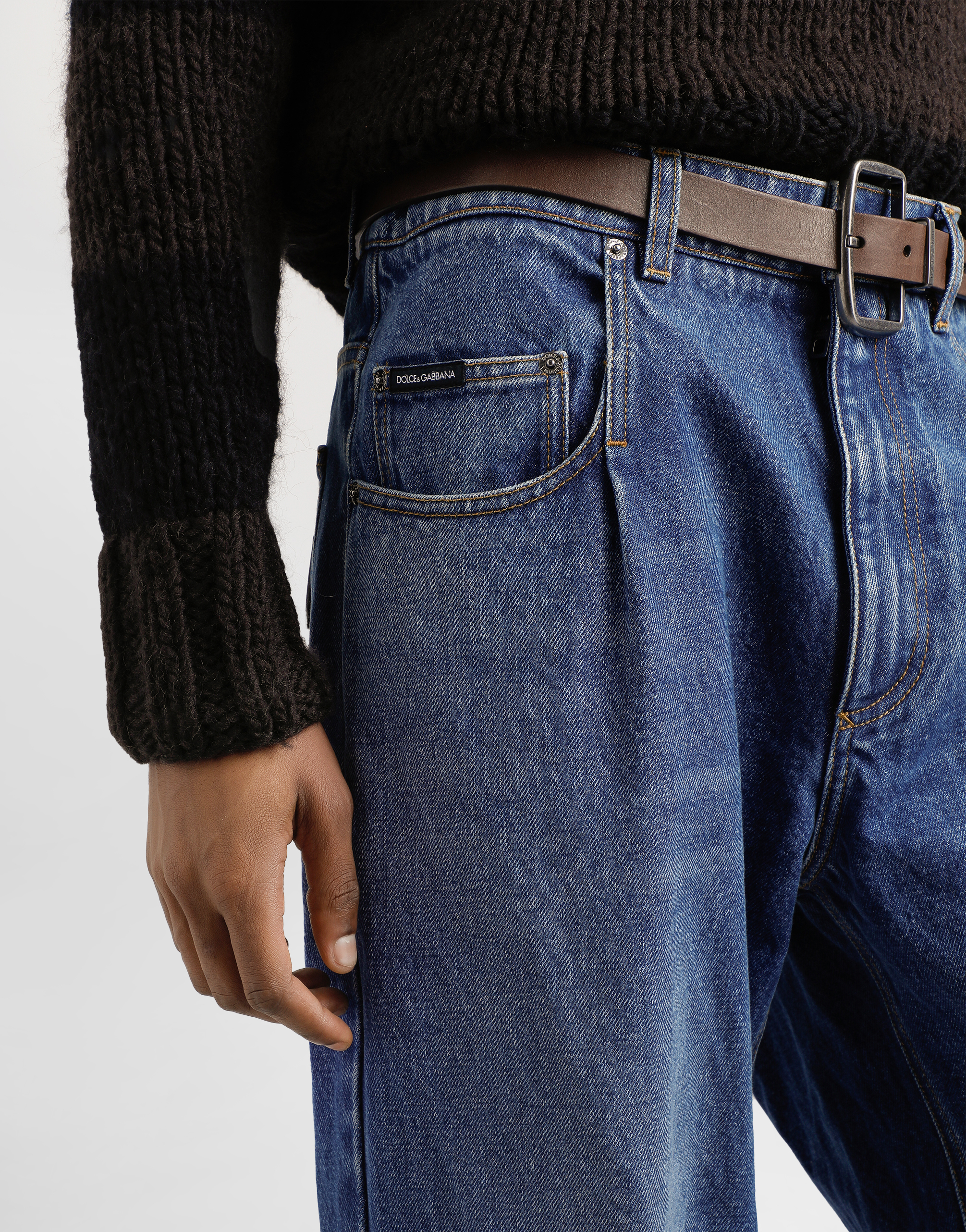 Dolce & Gabbana Jeans With Logo Patch In Blue