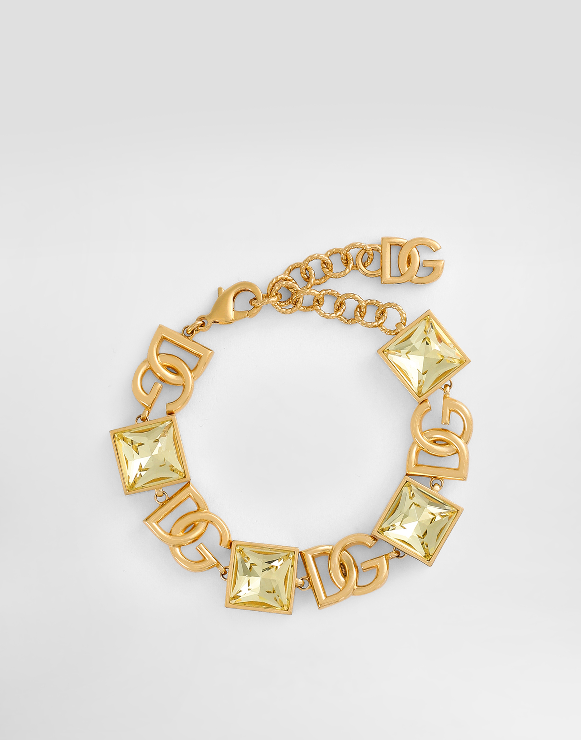 Dolce & Gabbana Bracelet With Dg Logo And Rhinestones - Woman Bijoux Gold Metal Onesize