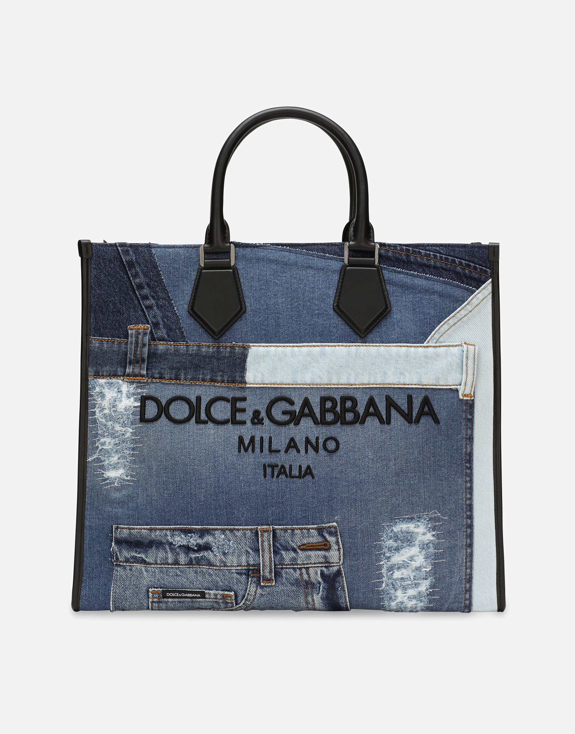 ブルーのメンズ Large denim patchwork shopper | Dolce&Gabbana®