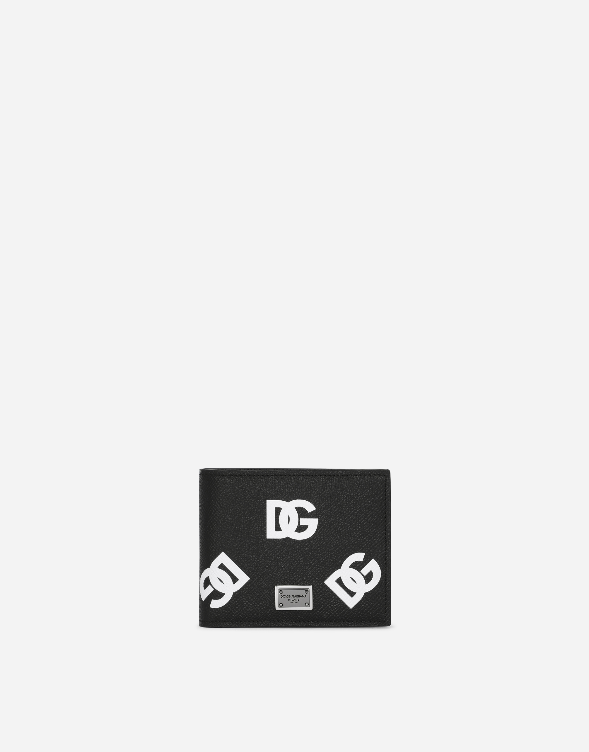 DOLCE & GABBANA CALFSKIN WALLET WITH COIN POCKET AND ALL-OVER DG PRINT