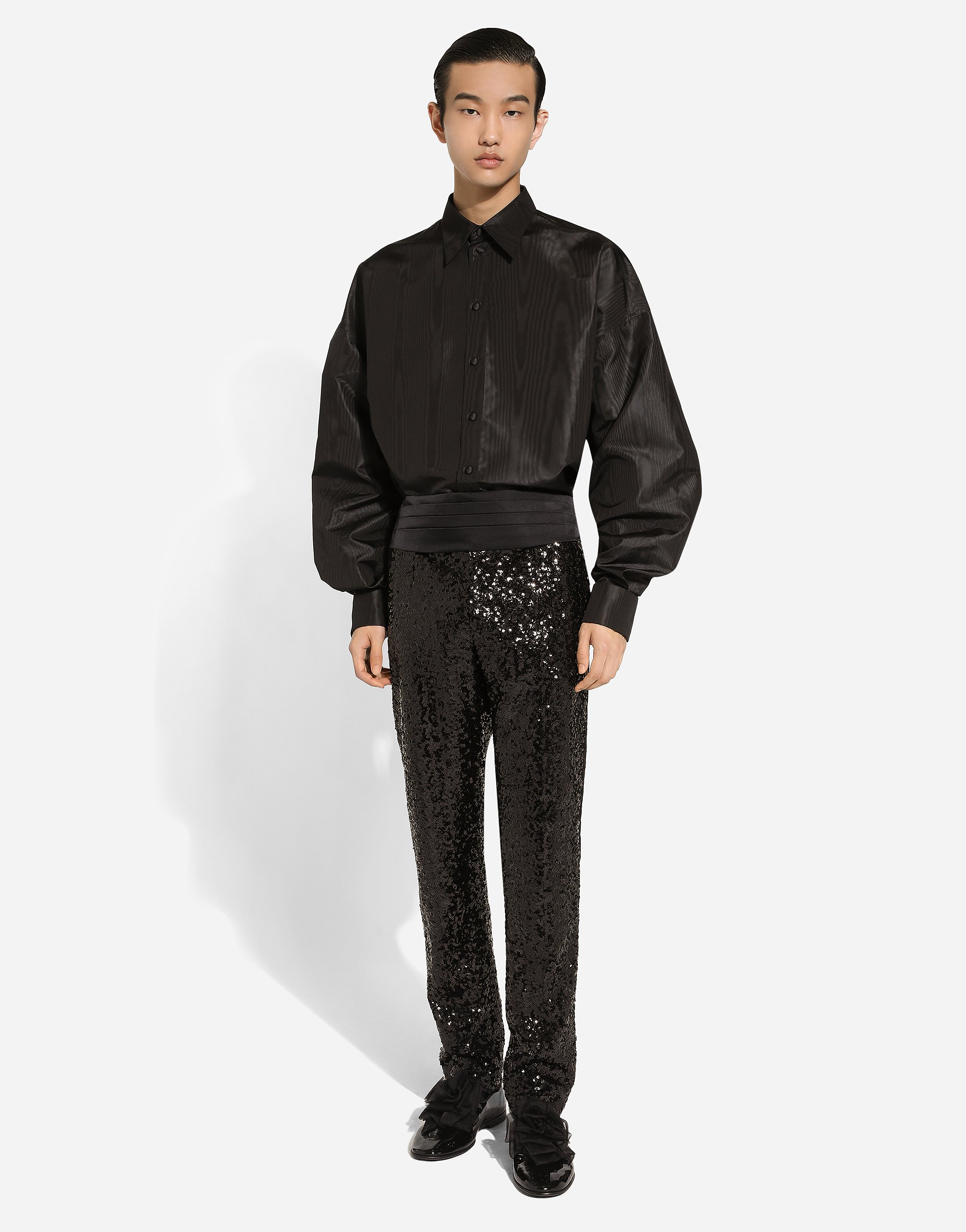 Dolce & Gabbana Sequin-embellished Trousers In Black