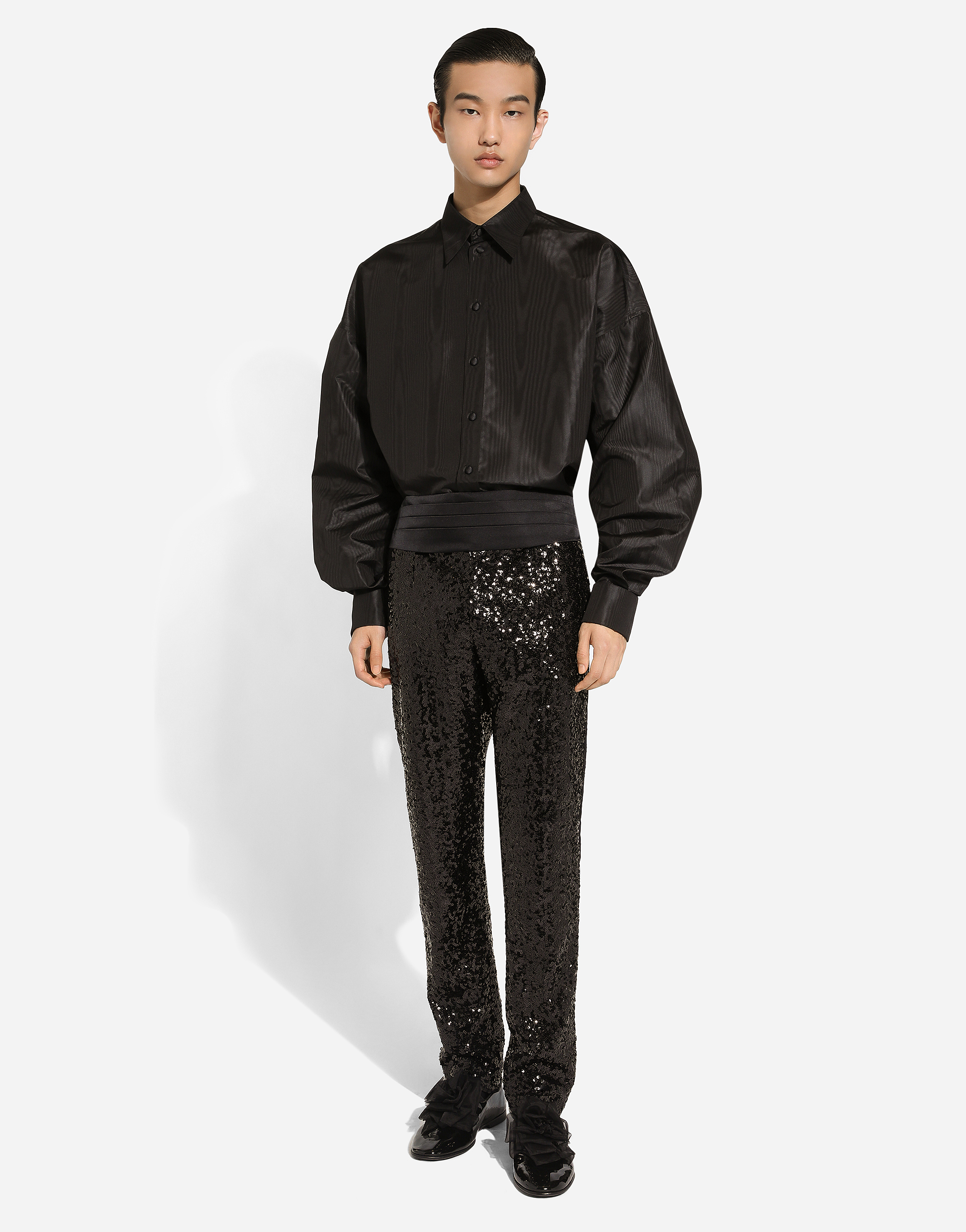Dolce & Gabbana Sequin-embellished Trousers In Black