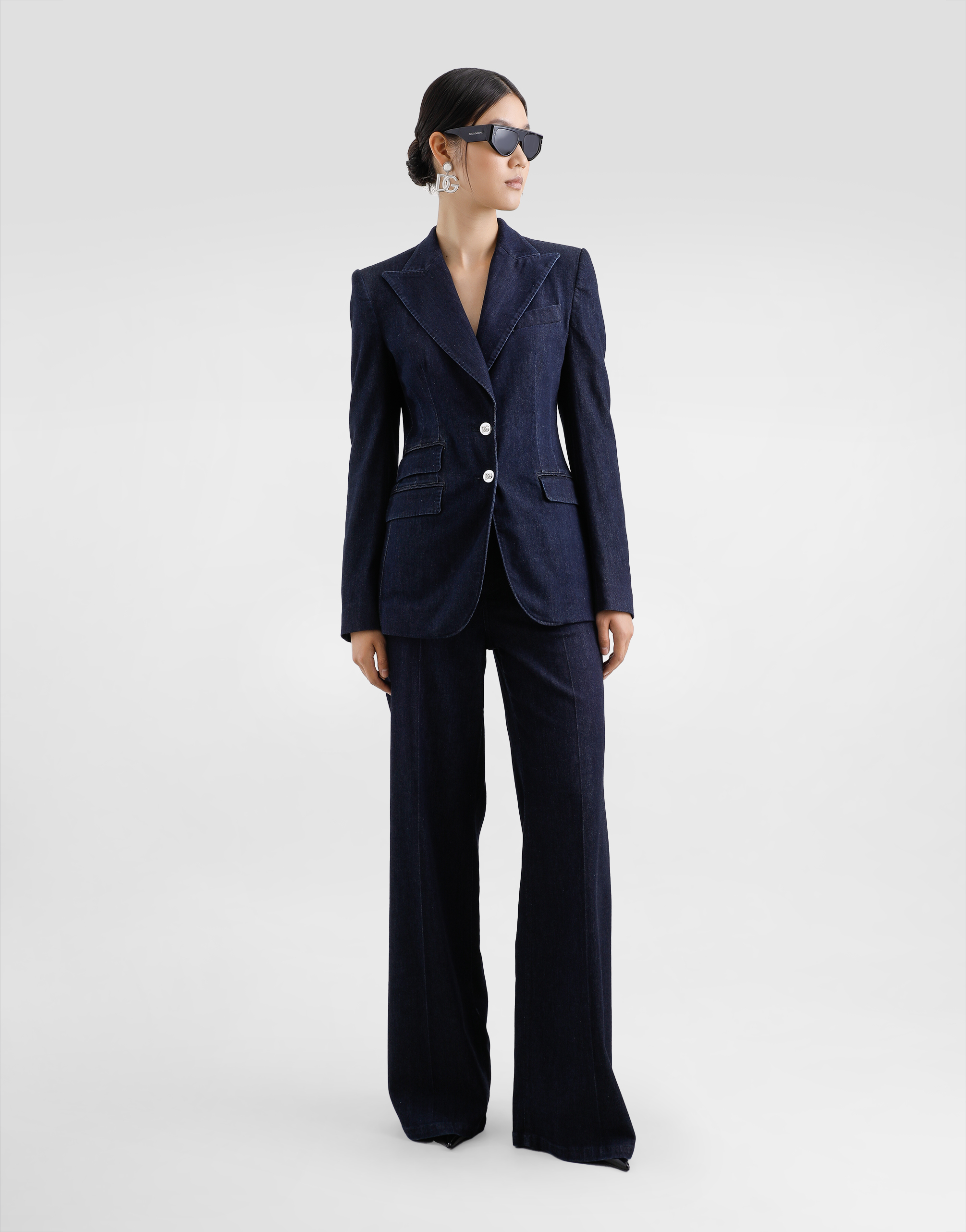 DOLCE & GABBANA SILK DENIM PALAZZO PANTS 
