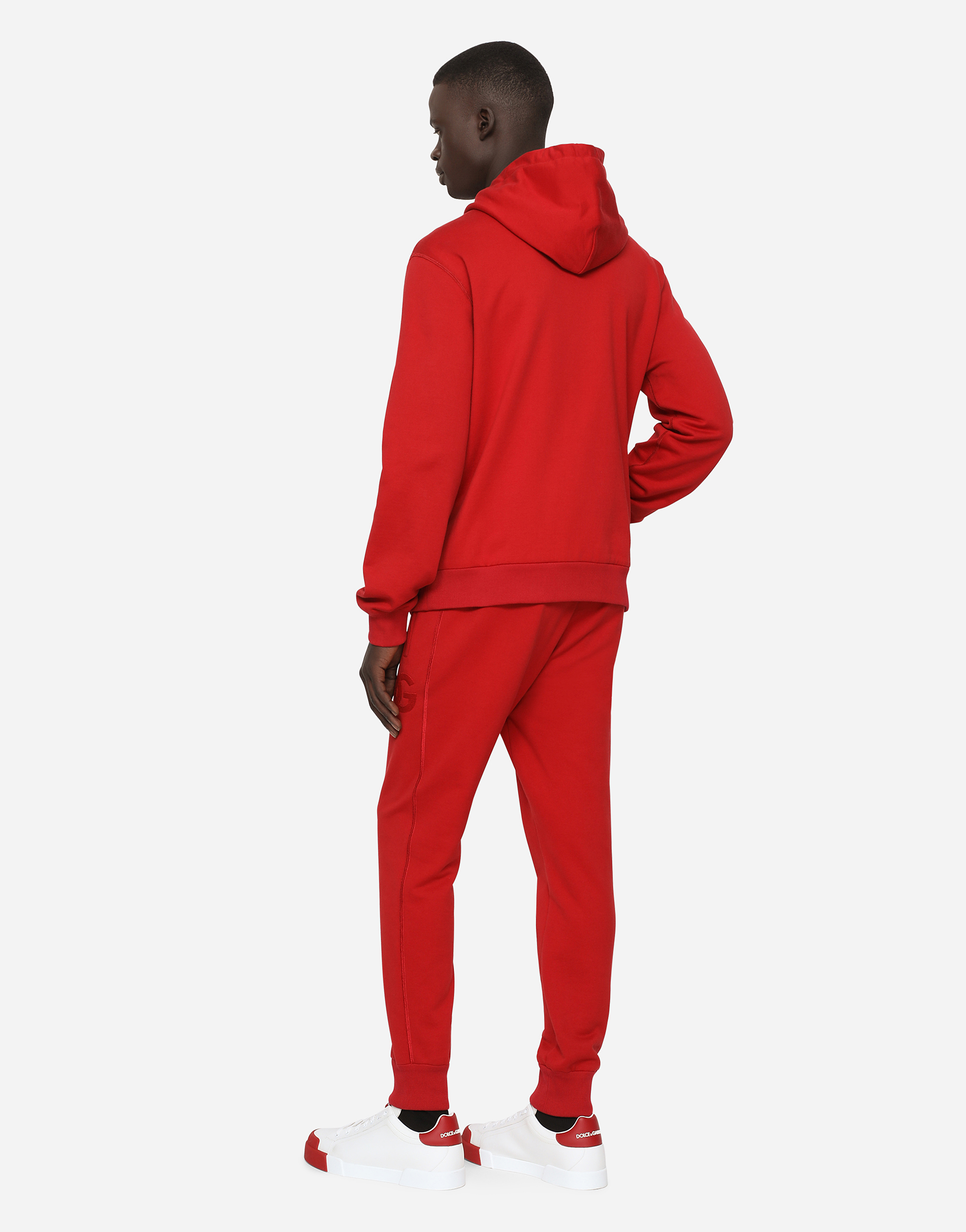 DOLCE & GABBANA ZIP-UP JERSEY HOODIE WITH DG EMBROIDERY