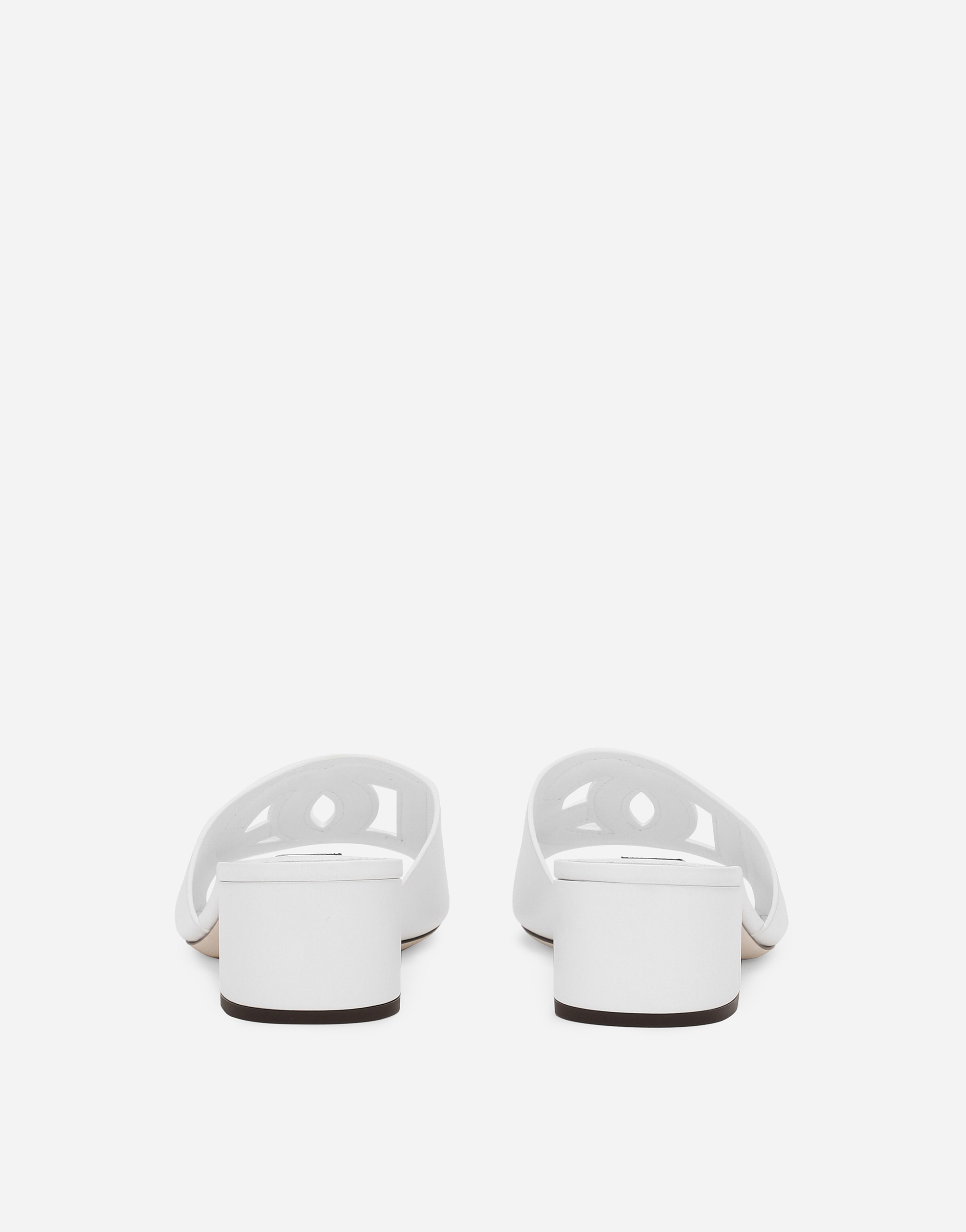 Dolce & Gabbana Women White Mules With Low Heel And Dg Millennials Detail In Smooth Leather Woman In White