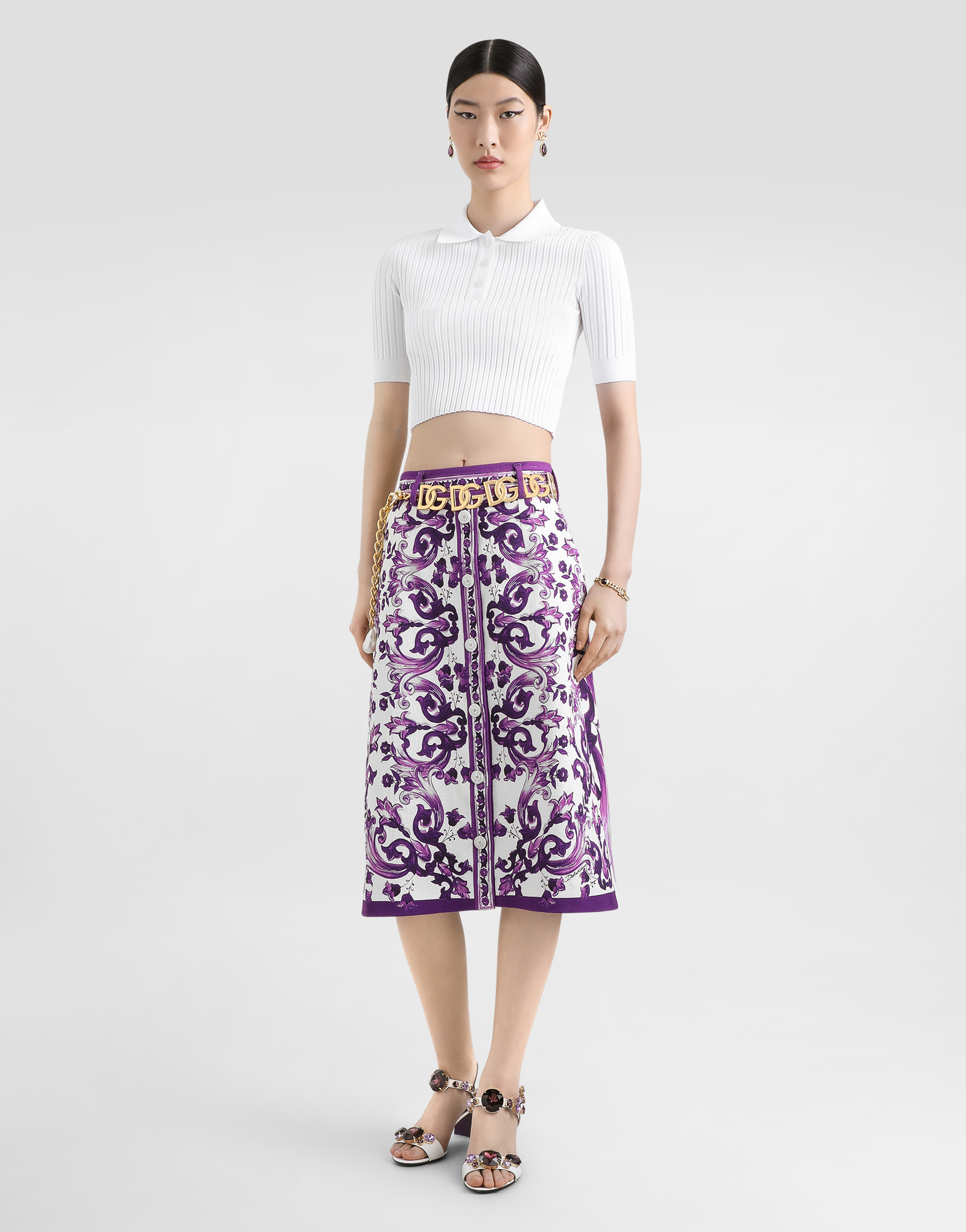 Dolce & Gabbana Ribbed Polo Top