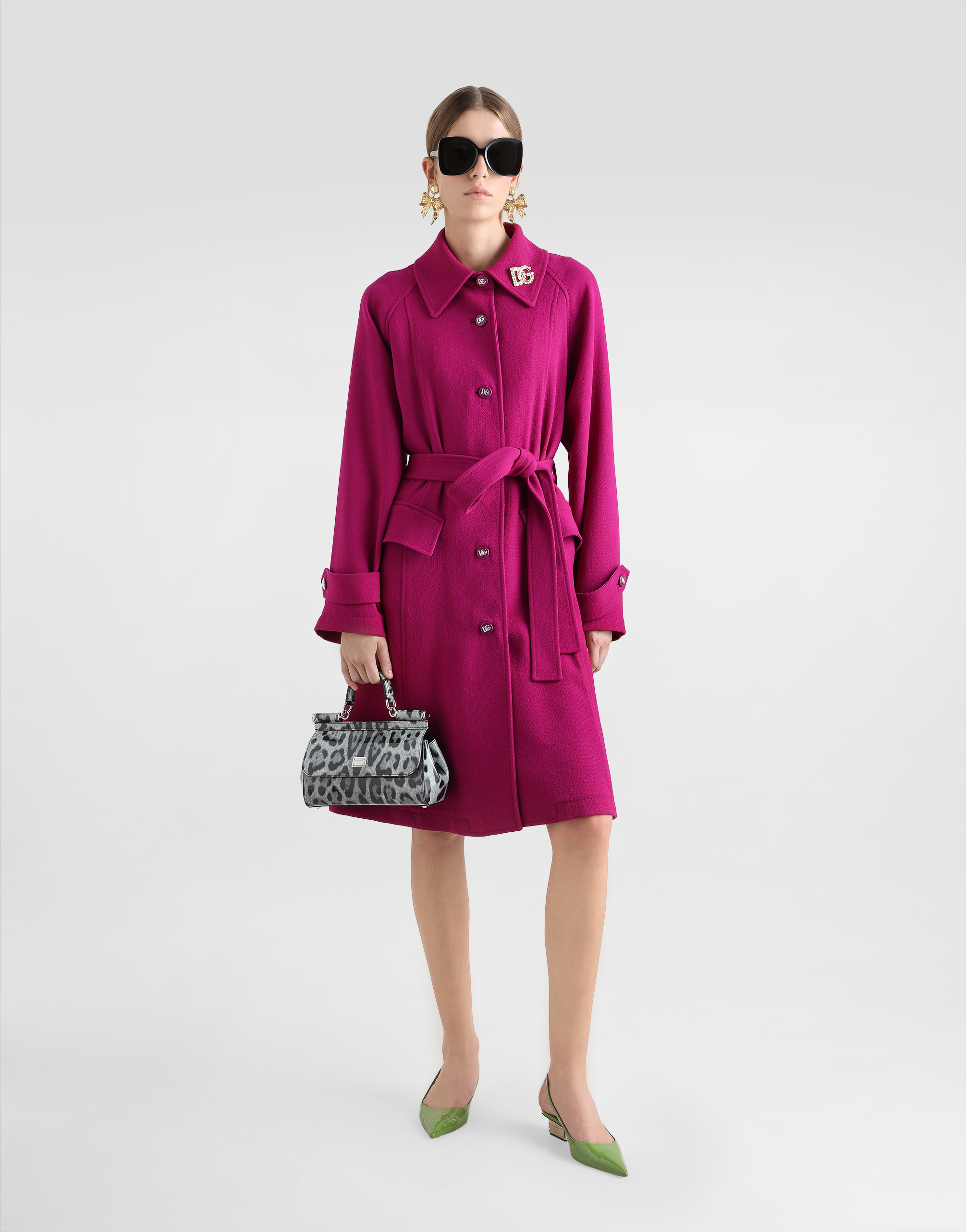 Dolce & Gabbana Belted Coat In Multicolor