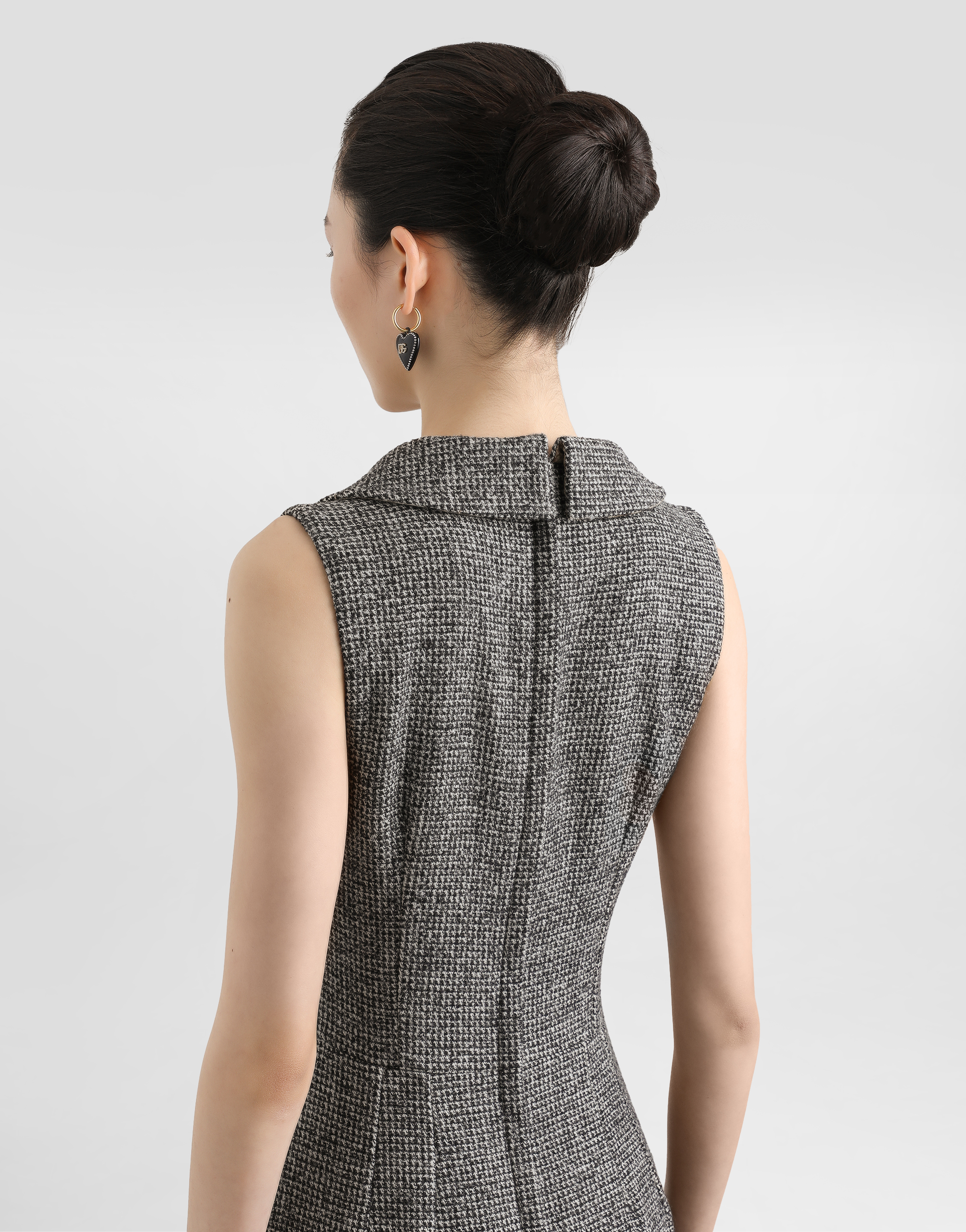 Dolce & Gabbana Houndstooth Sleeveless Midi Dress In Multi