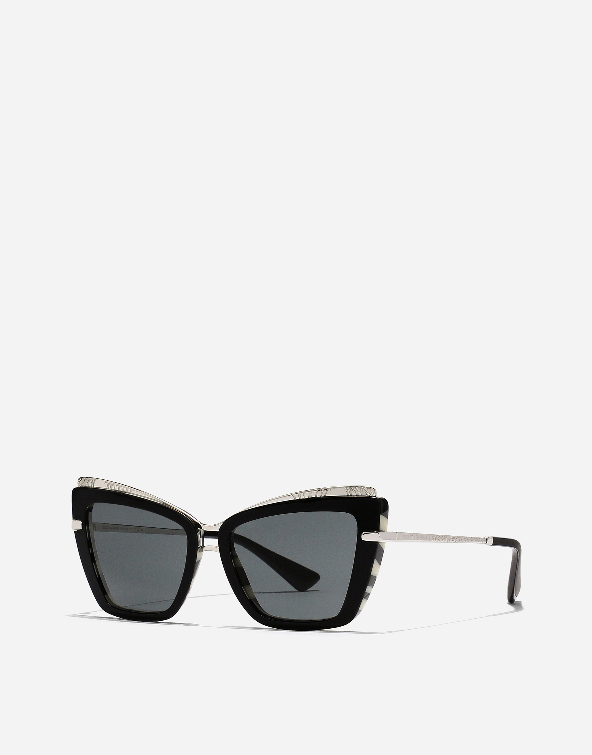 Dolce & Gabbana Metal Print Sunglasses In Black On Zebra