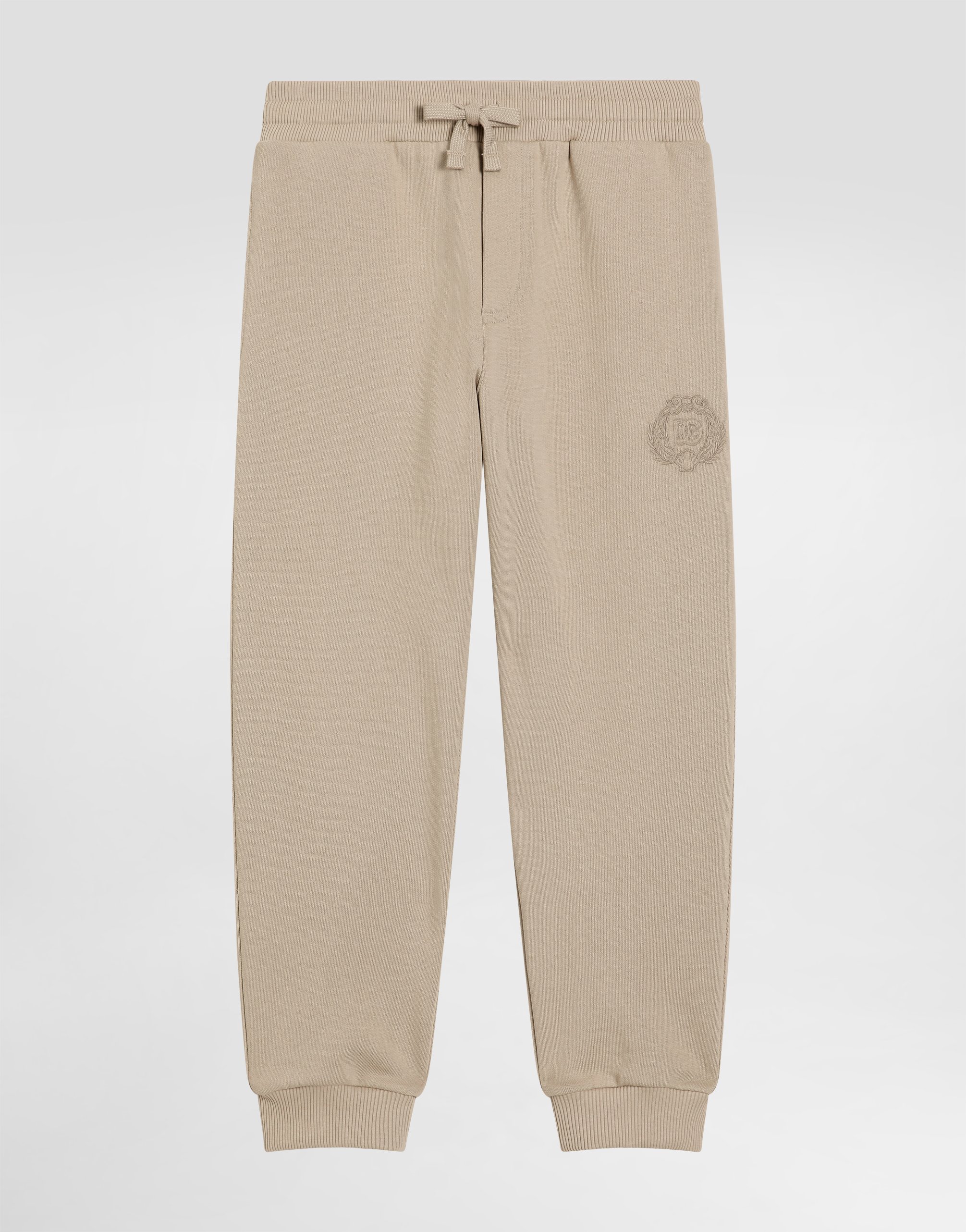 Dolce & Gabbana Fleece Trousers With Dg Embroidery In Brown