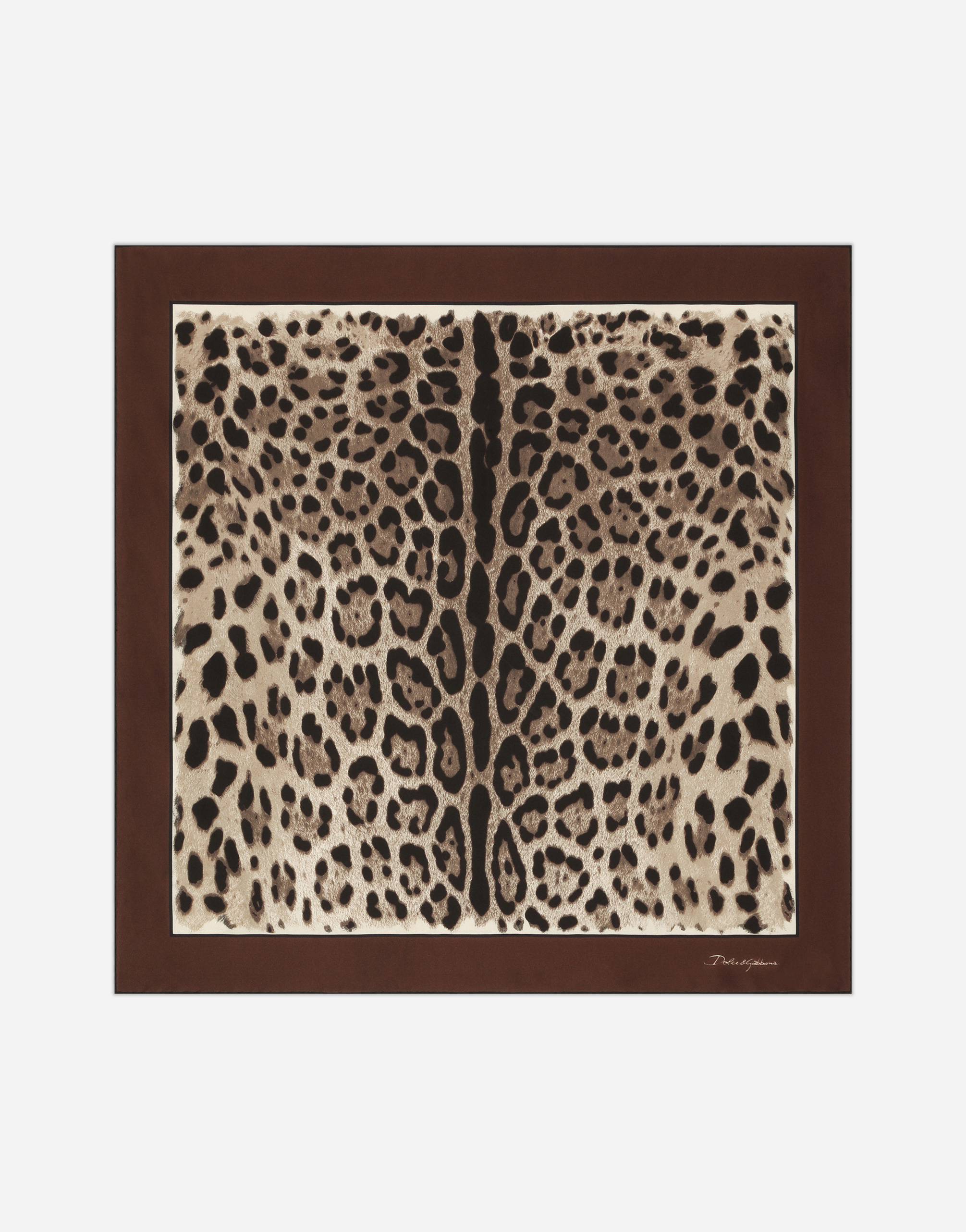 Dolce & Gabbana Leopard-print Twill Scarf (70x70) - Woman Scarves And Silks Brown Silk Onesize