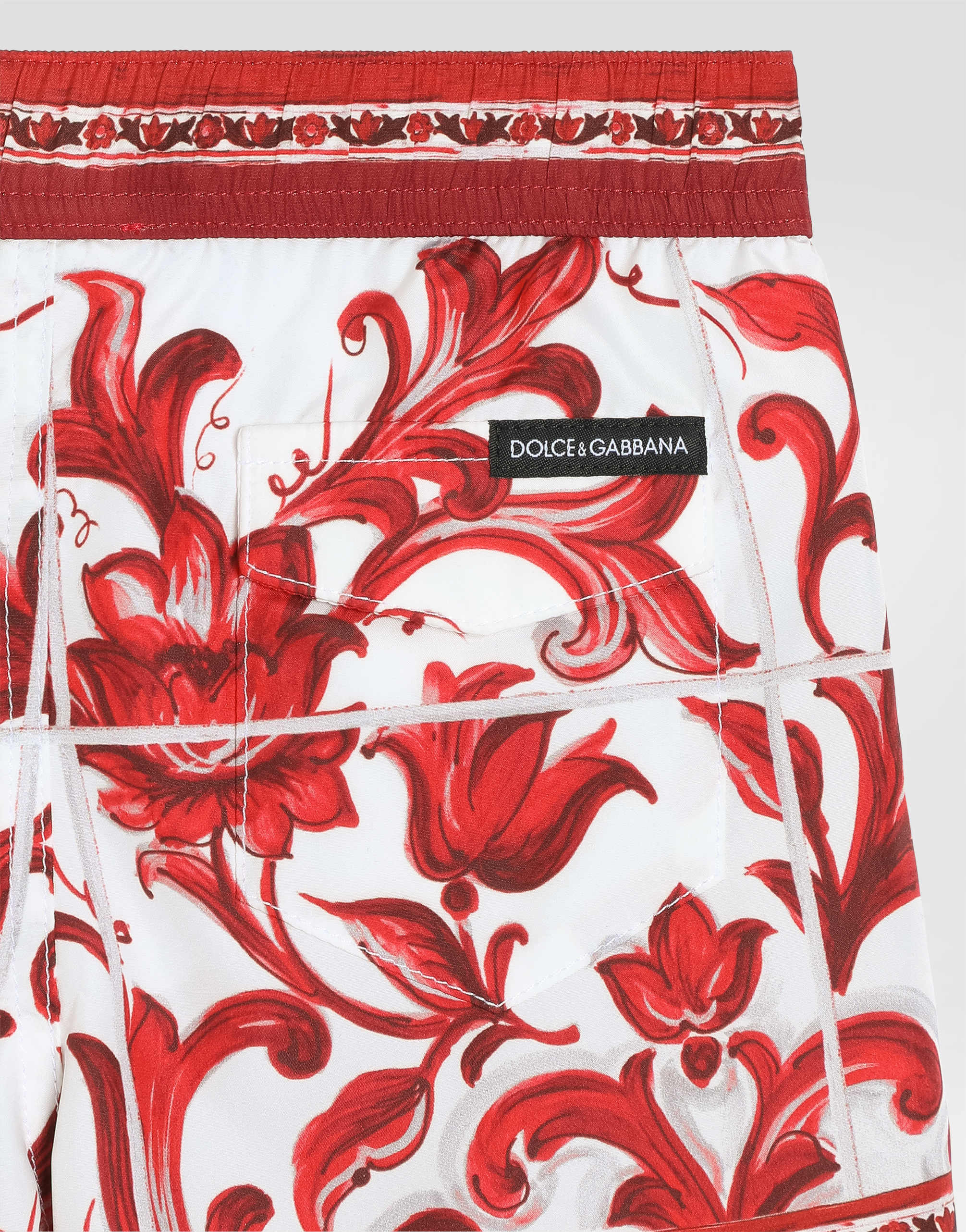  Dolce & Gabbana Badeboxershorts Aus Nylon Mit Majolika-print - Mann Beachwear Multicolor 24/30 Months 