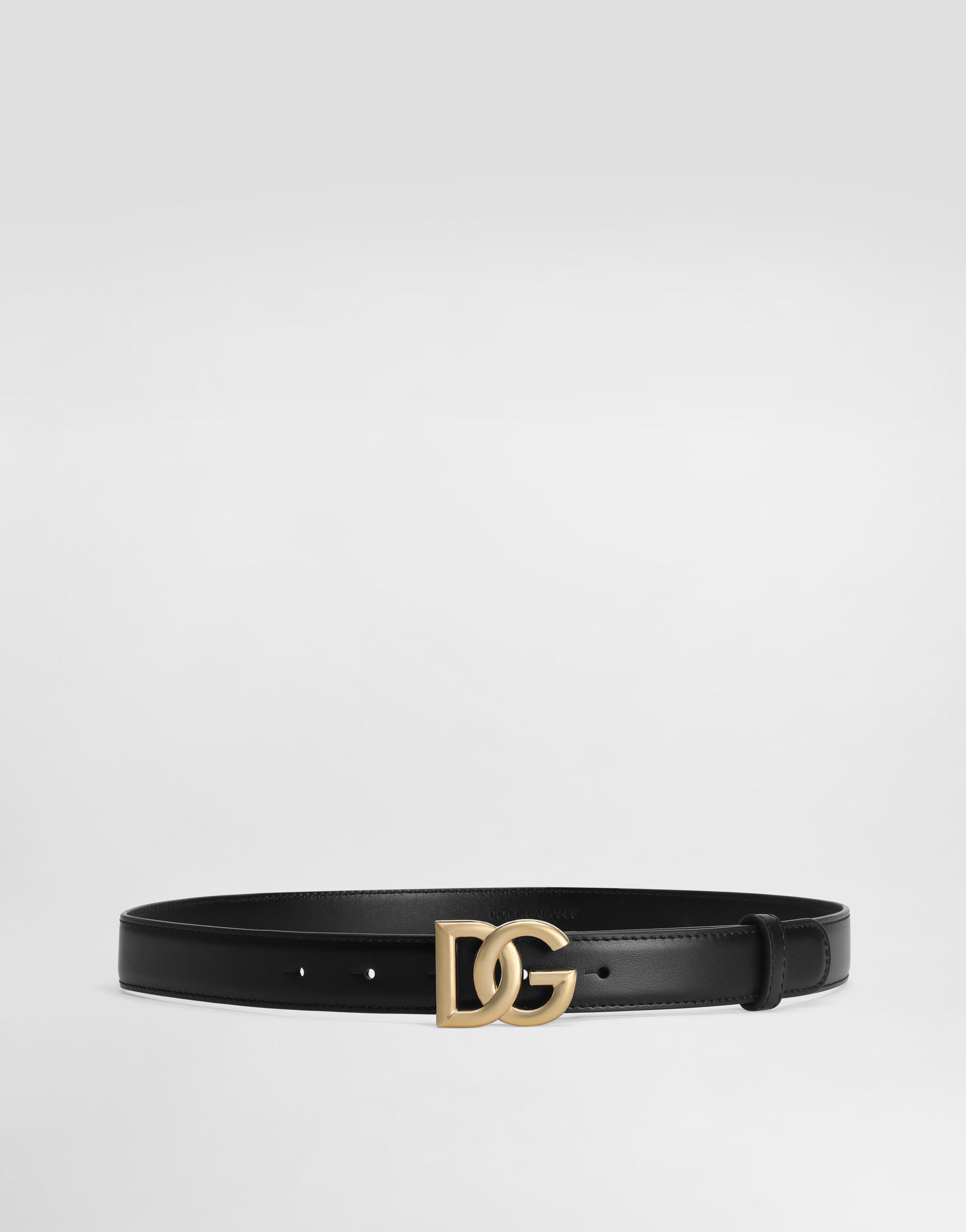 Dolce & Gabbana Calfskin Belt With Dg Logo In Black