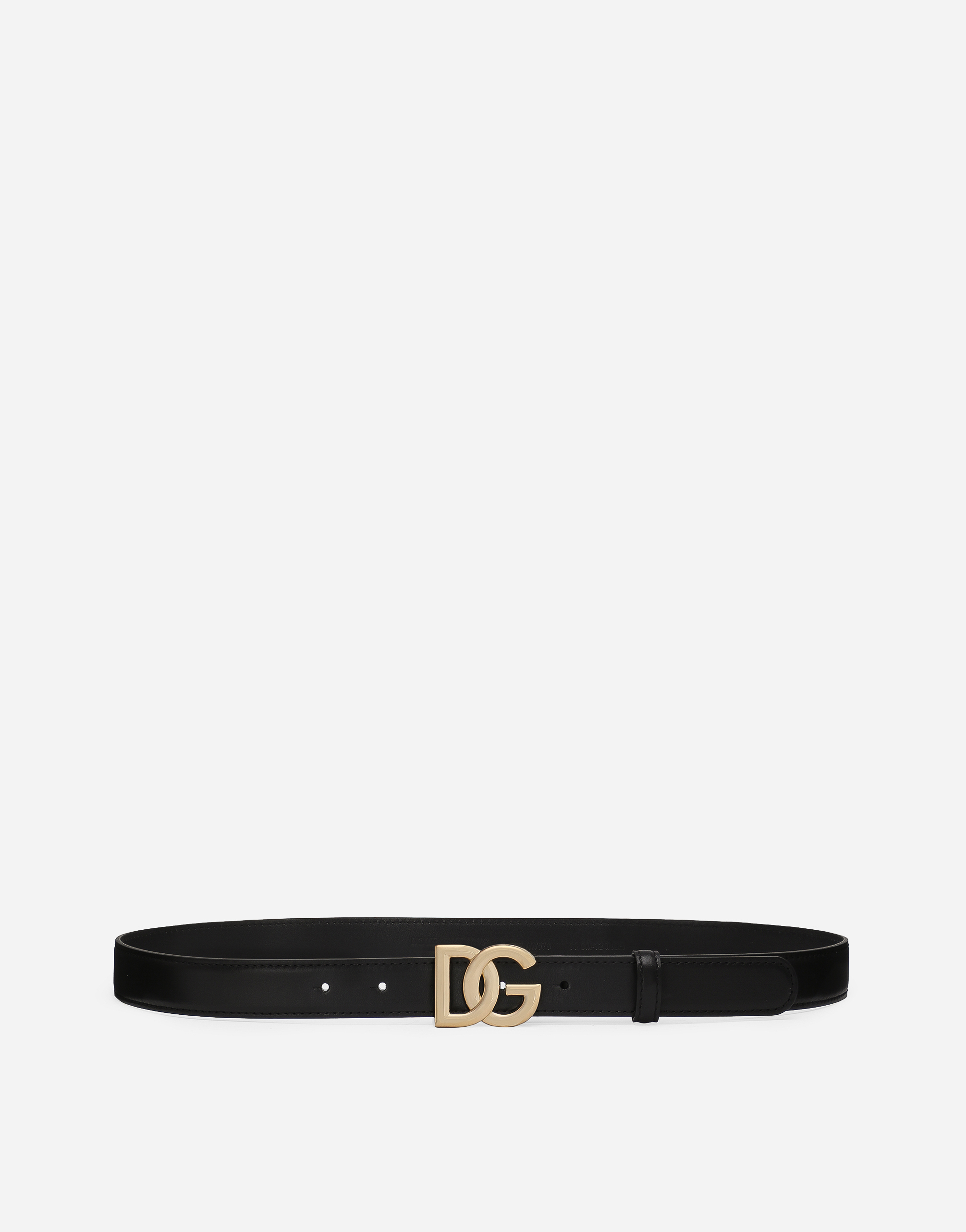 Dolce & Gabbana Calfskin Belt With Dg Logo In Black