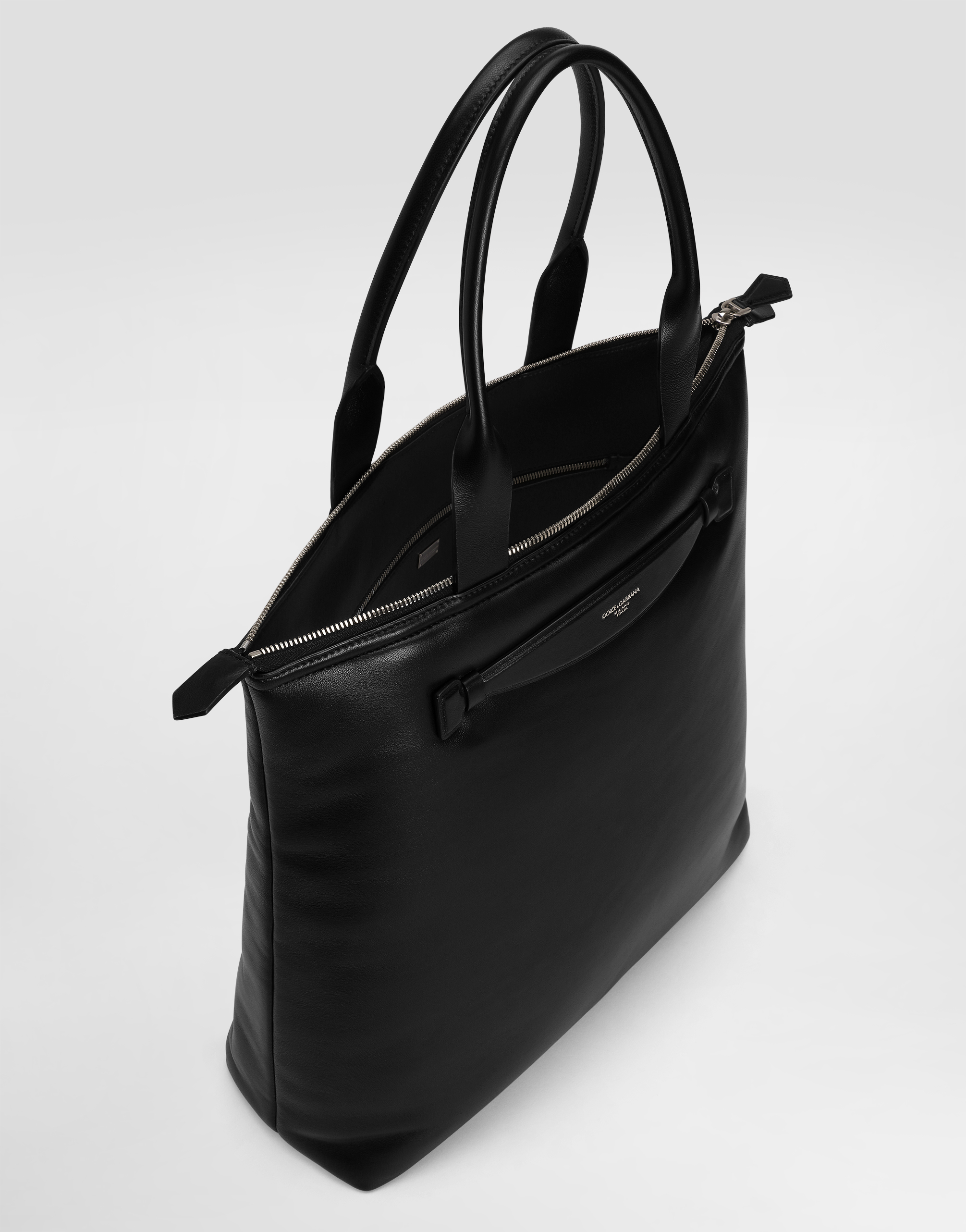 Dolce & Gabbana Calfskin Nappa Leather Shopper In Black