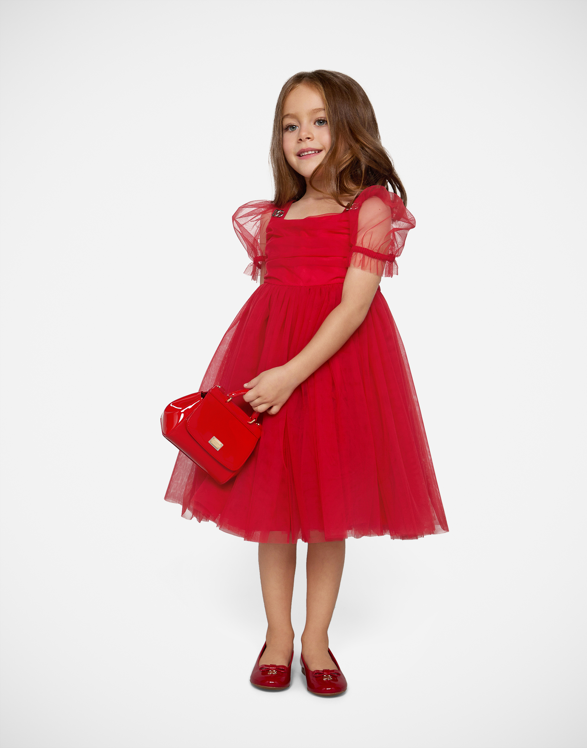 Shop Dolce & Gabbana Long Tulle Dress In Red
