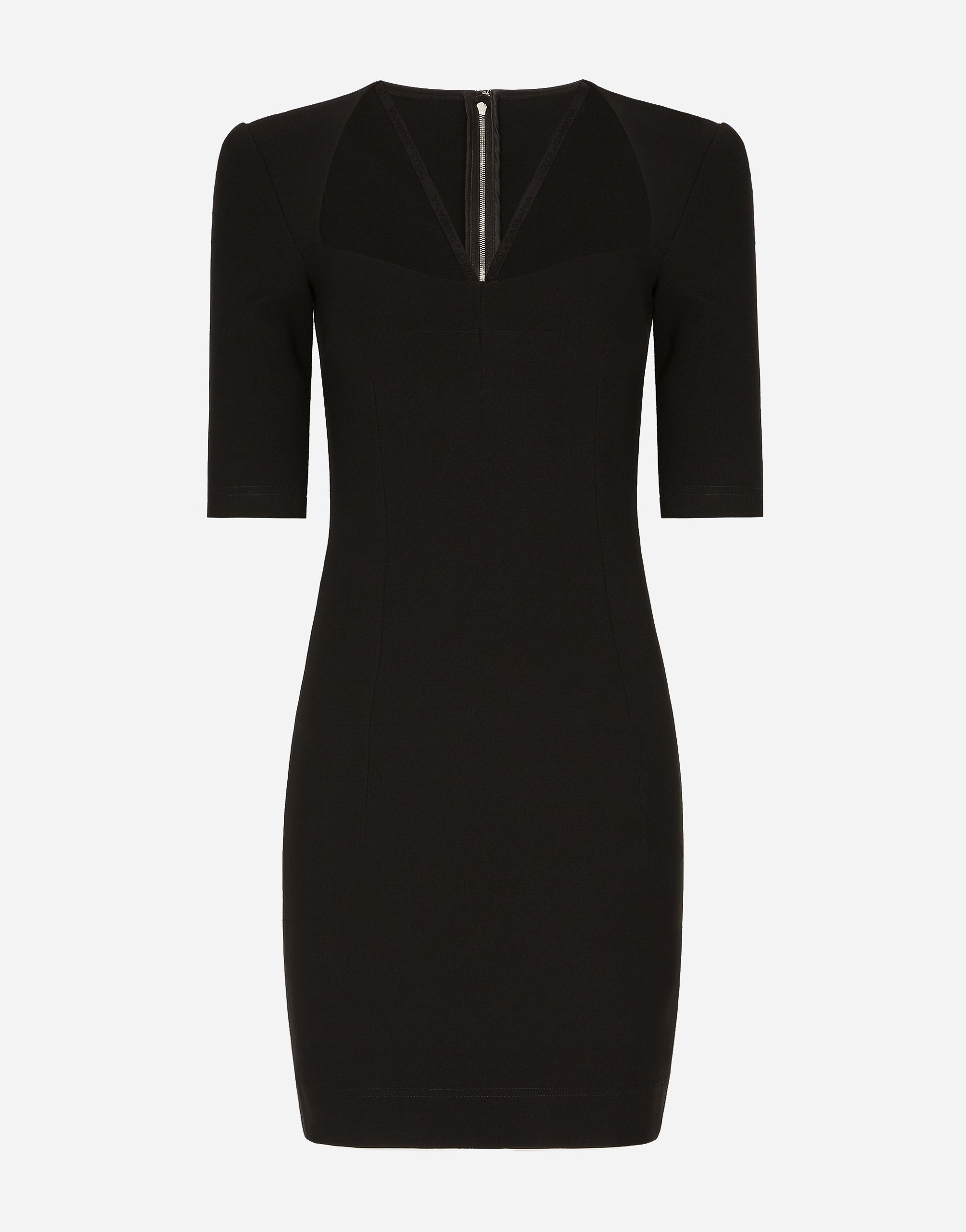 Dolce & Gabbana Short Jersey Dress With 3/4 Sleeves - Woman Dresses Black Viscose