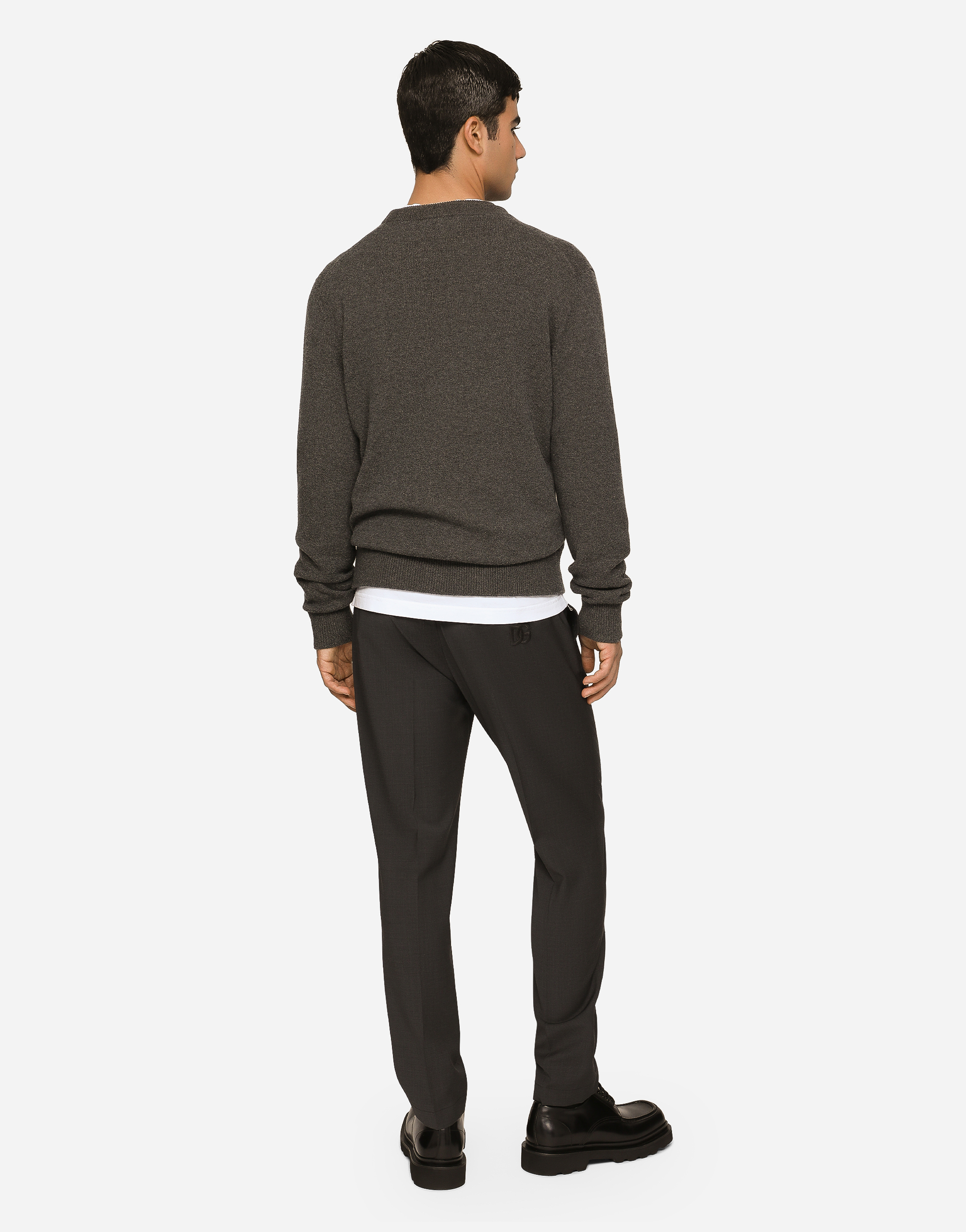  Dolce & Gabbana Cardigan En Laine Et Cachemire Avec Plaquette à Logo - Hombre Prendas De Punto Gris Lana 56 