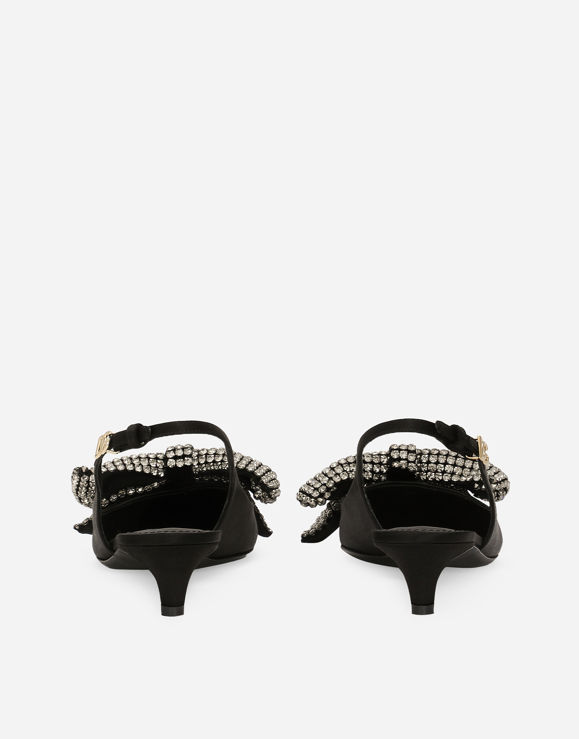 Dolce & Gabbana Satin Sling-back With Rhinestone Embroidery In Multicolor