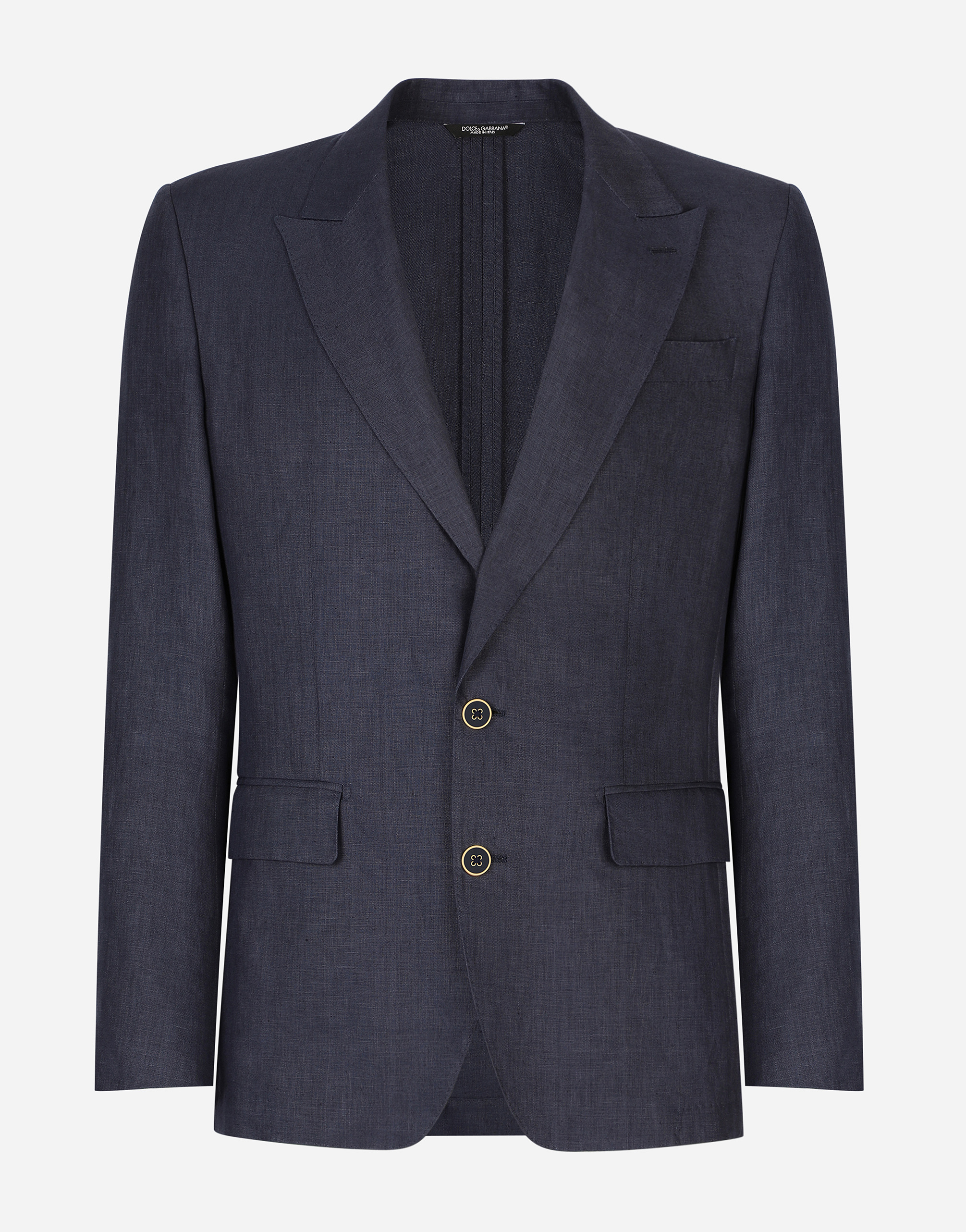 Shop Dolce & Gabbana Linen Sicilia-fit Jacket In Blue
