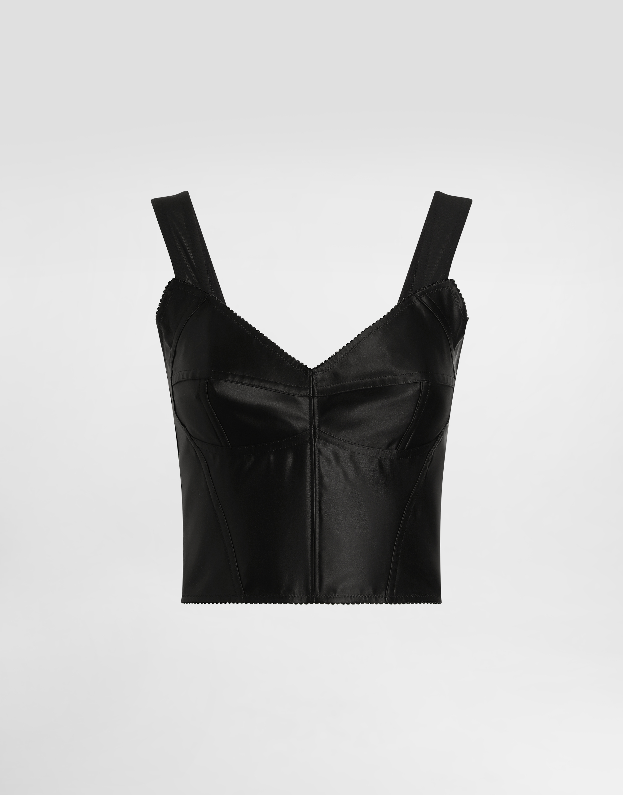Elastic satin top in Black for Women | Dolce&Gabbana® US