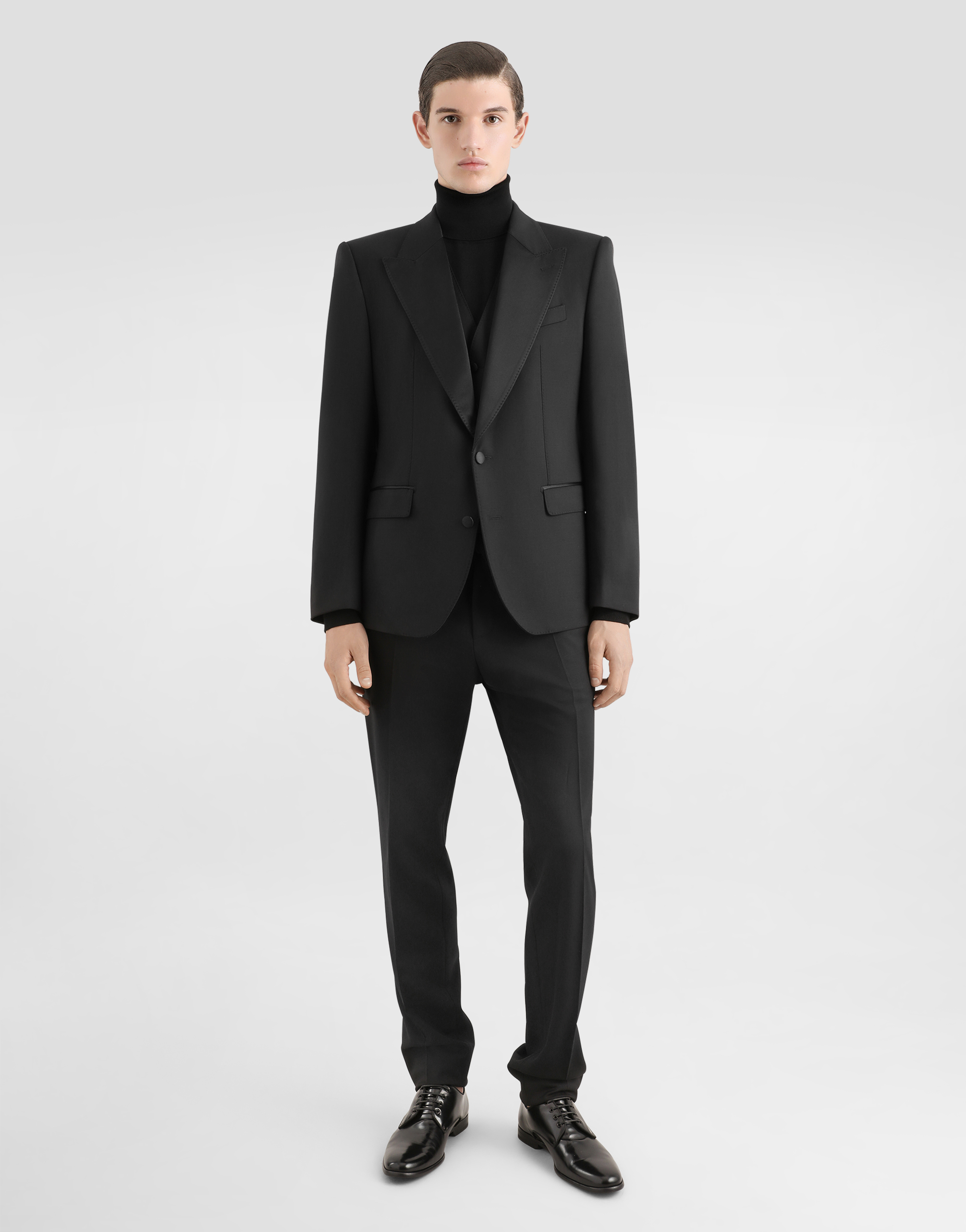  Dolce & Gabbana Dreiteiliger Smokinganzug Sicilia Wollstretch - Mann Anzüge Und Blazer Schwarz Wolle 48 