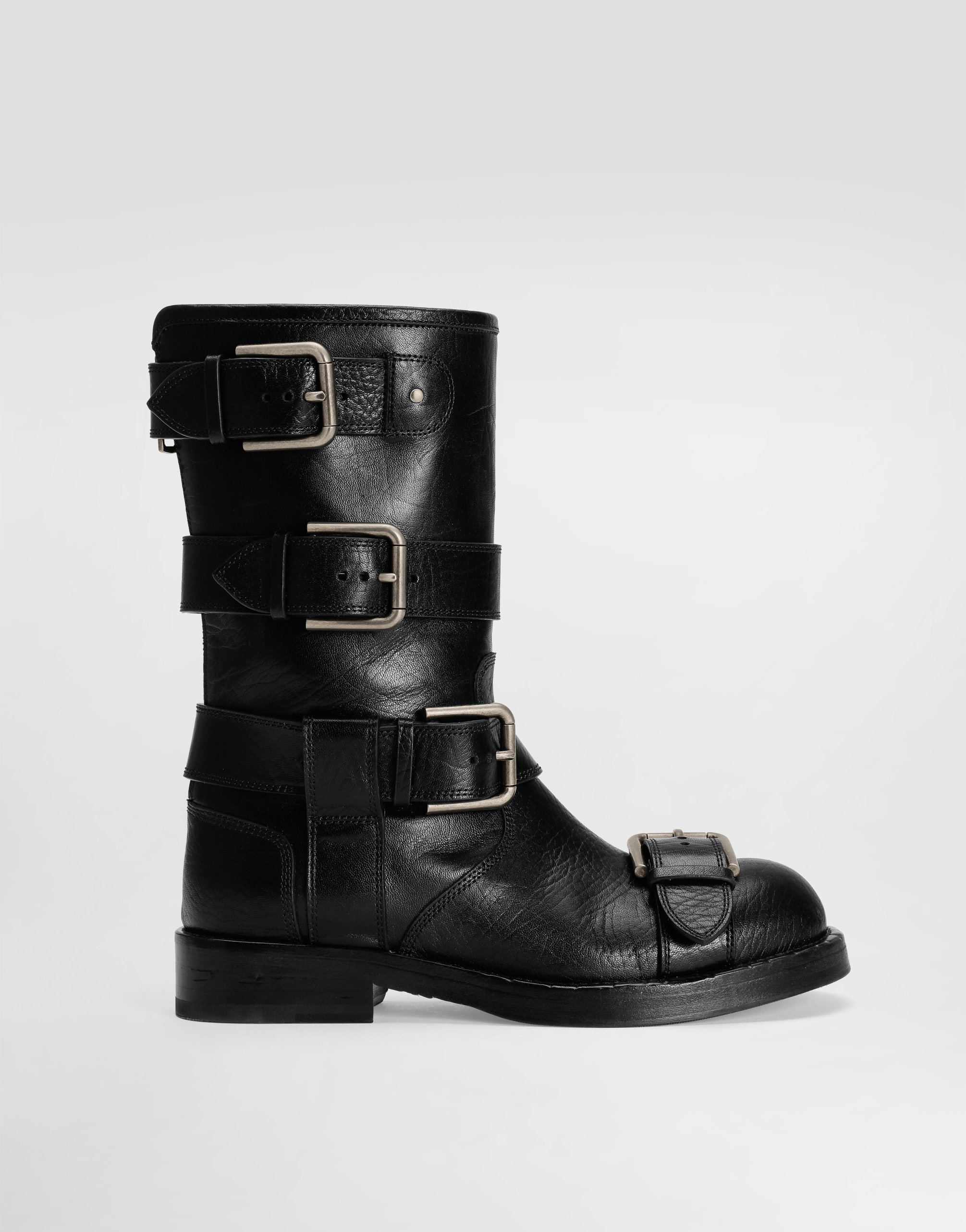 Dolce & Gabbana Leather Ankle Boots In Black