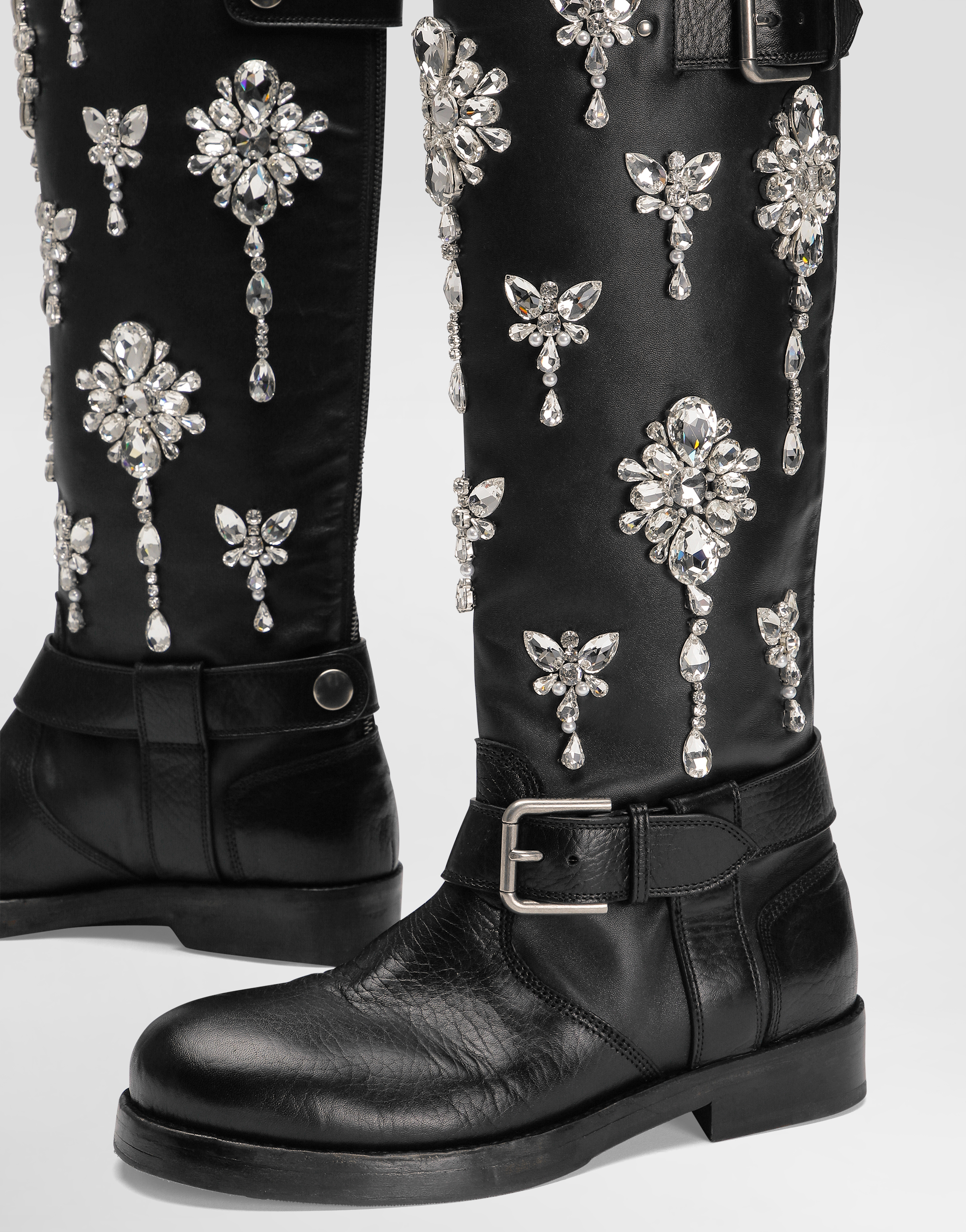 Horse leather boots with crystal embroidery