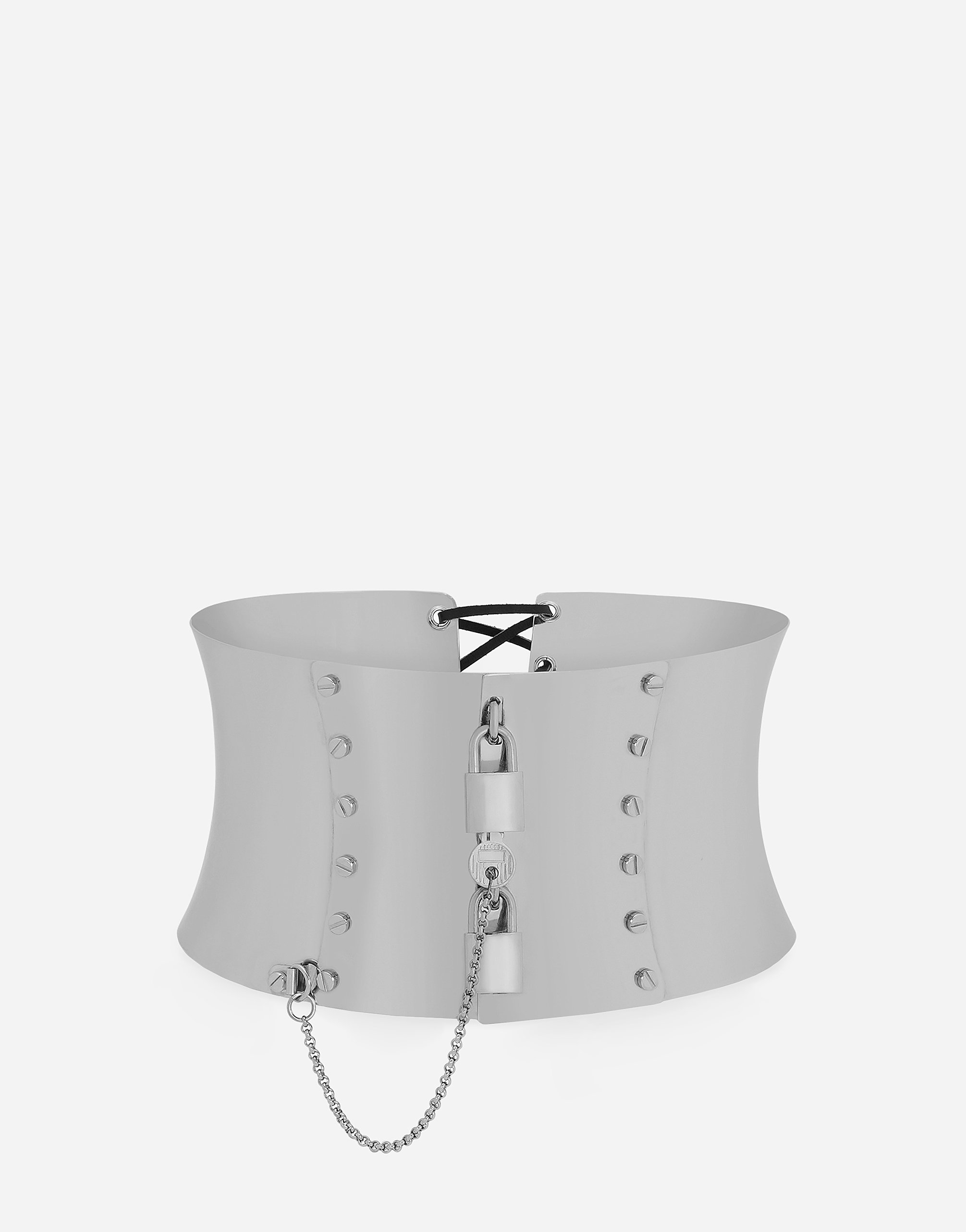 Dolce & Gabbana Metal Corset Belt In Silver