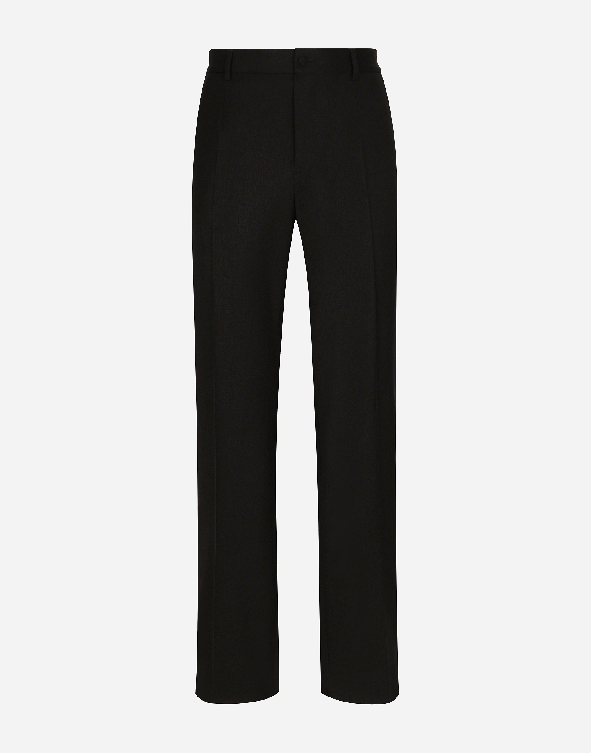 【送料&関税込】Dolce & Gabbana Knit Coulotte Pants Stretch wool straight-leg pants in Black for Men