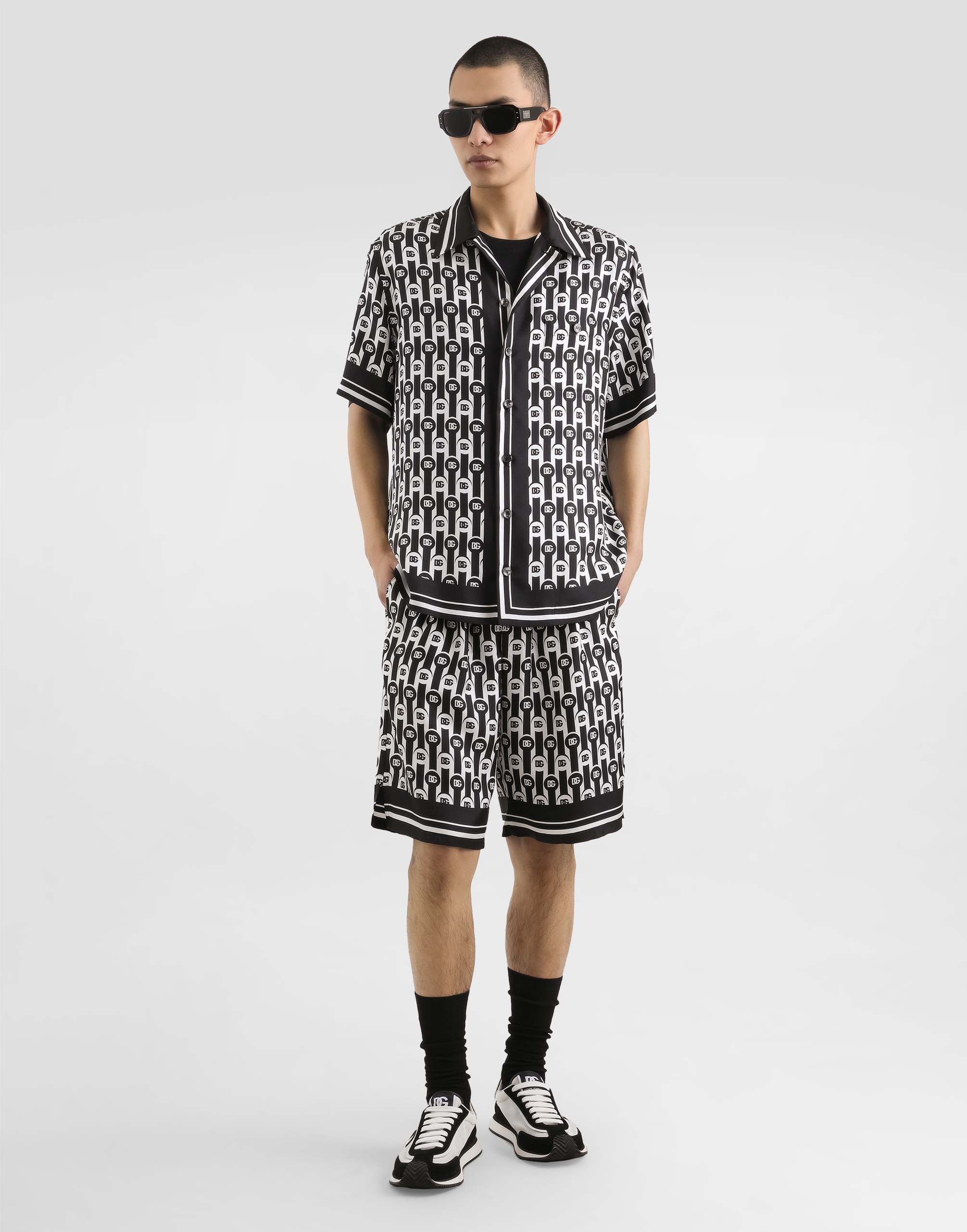 Dolce & Gabbana Logo-print Patterned Shorts In Multi