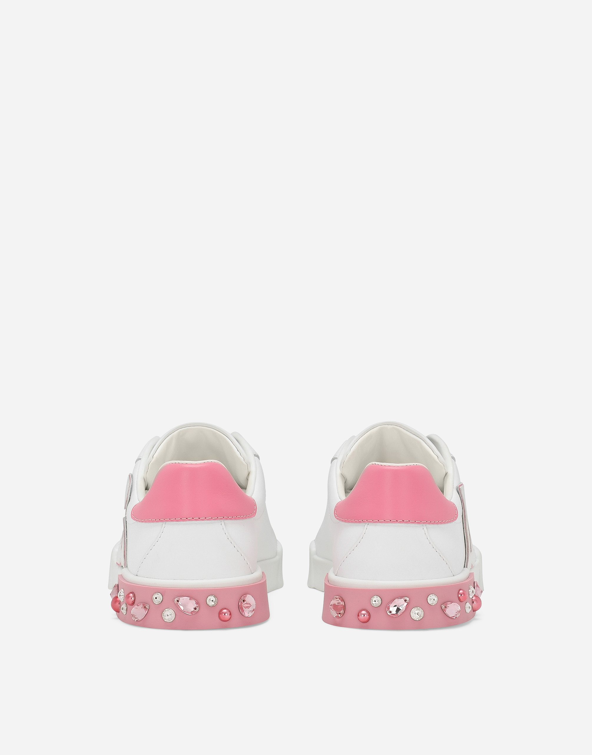 Dolce & Gabbana Calfskin Portofino Sneakers In White
