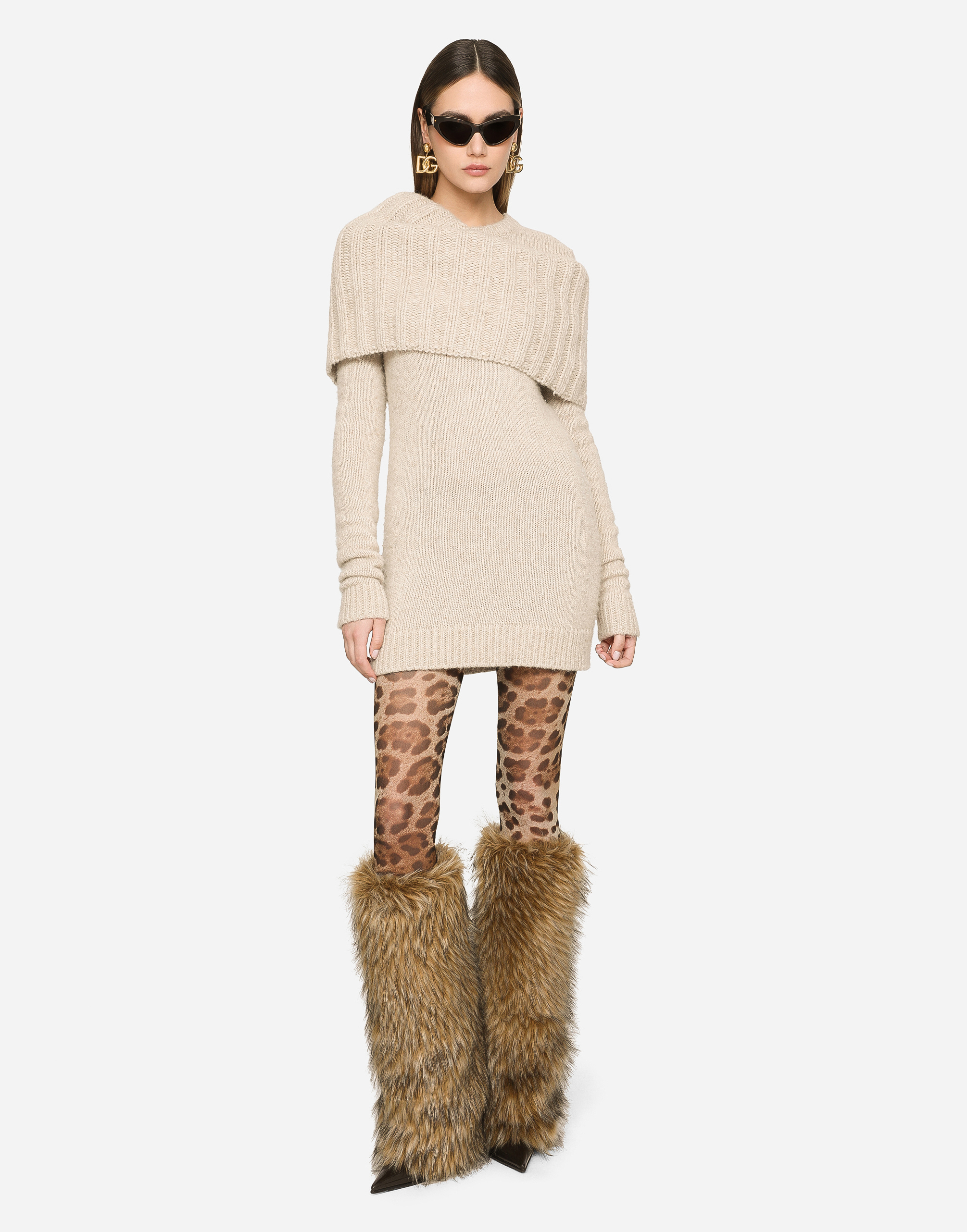DOLCE & GABBANA LLAMA WOOL ROUND-NECK DRESS