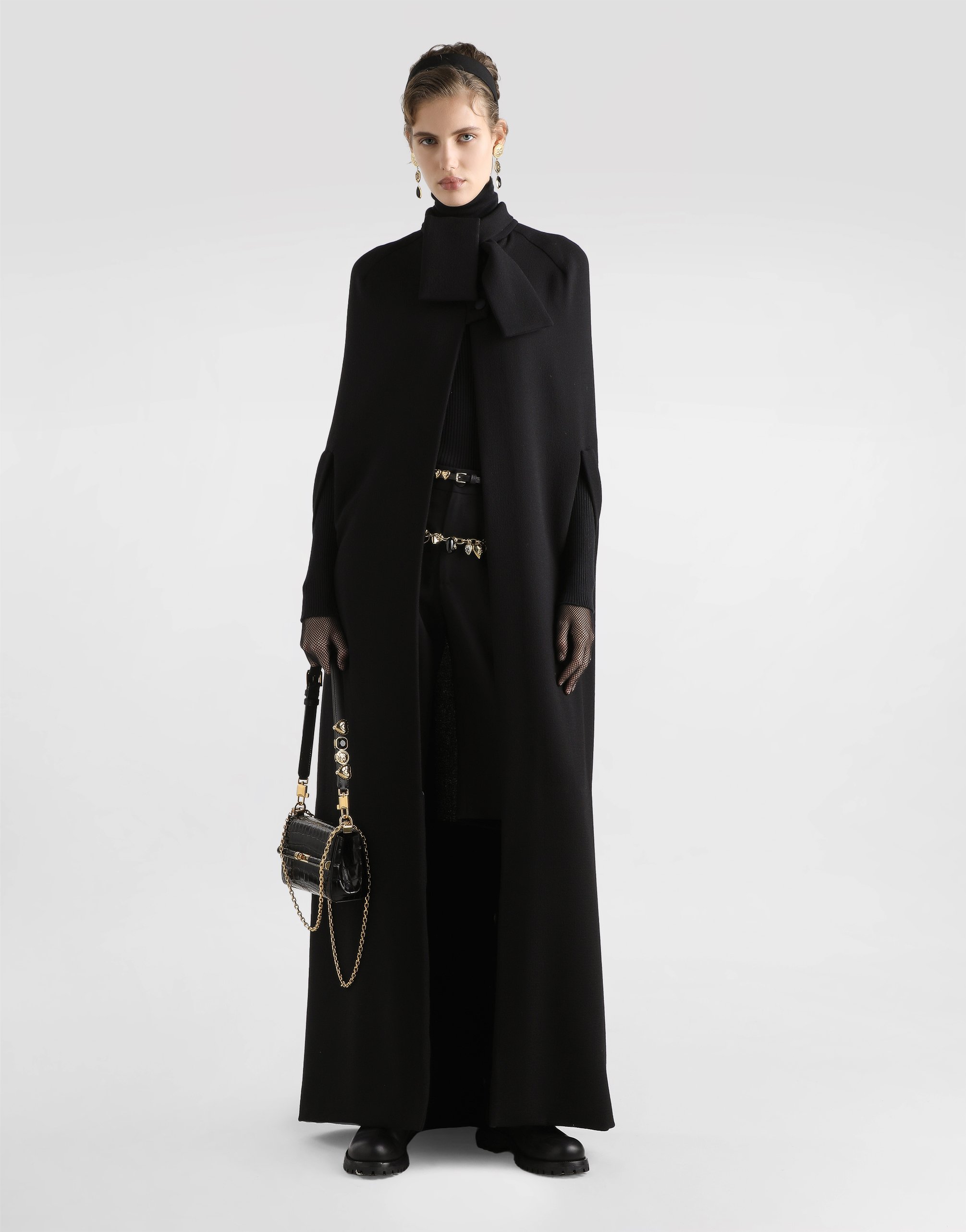Dolce & Gabbana Midi Skirt In Double Wool Crêpe In Black