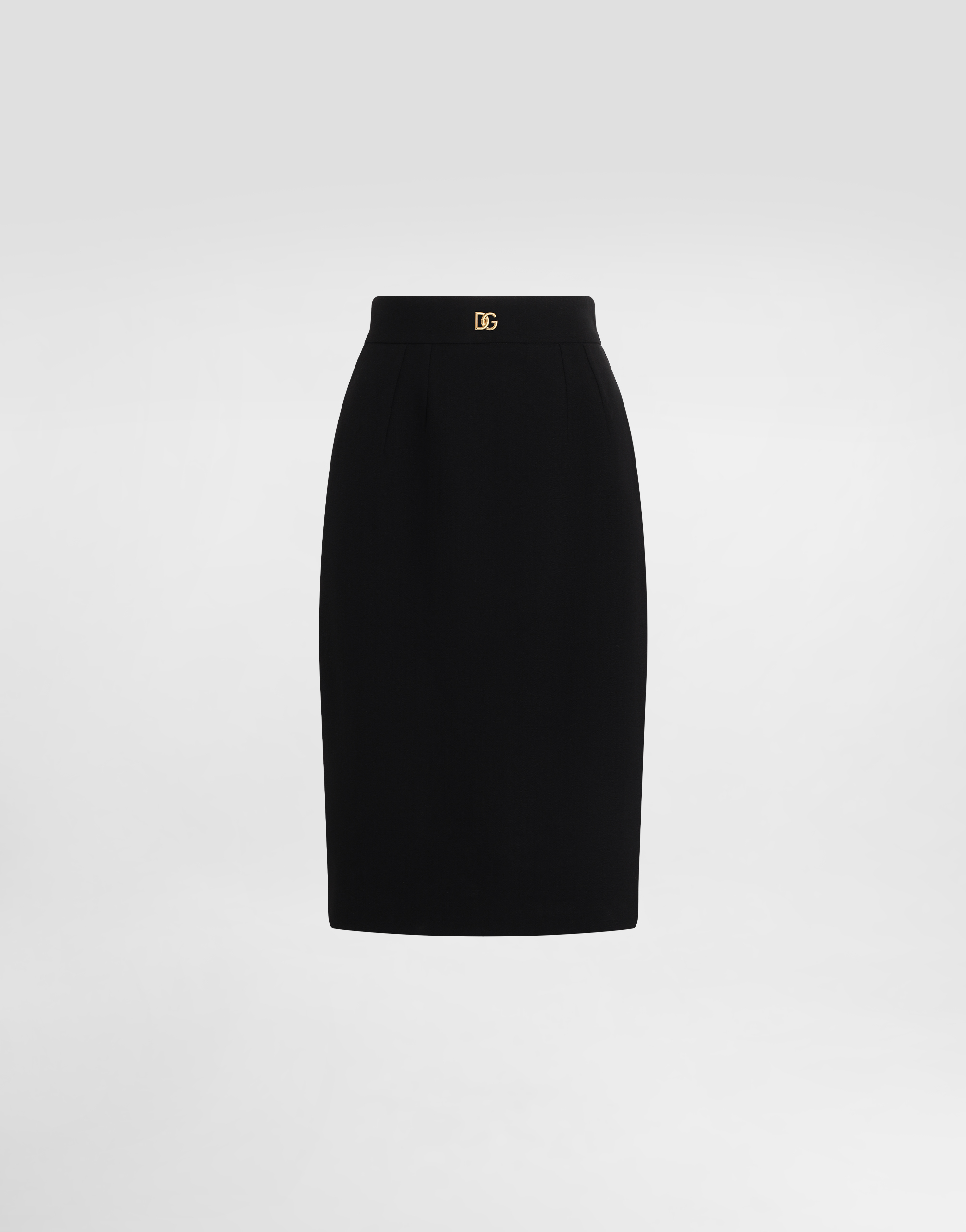 Dolce & Gabbana Wool Midi Pencil Skirt With Dg Logo In Black