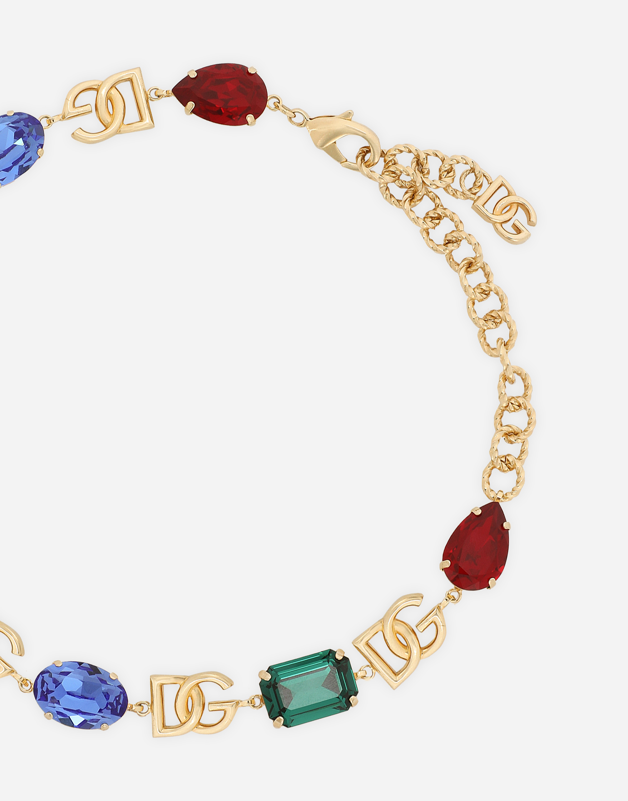 Shop Dolce & Gabbana Choker With Dg Logo And Multi-colored Crystals In Multicolor