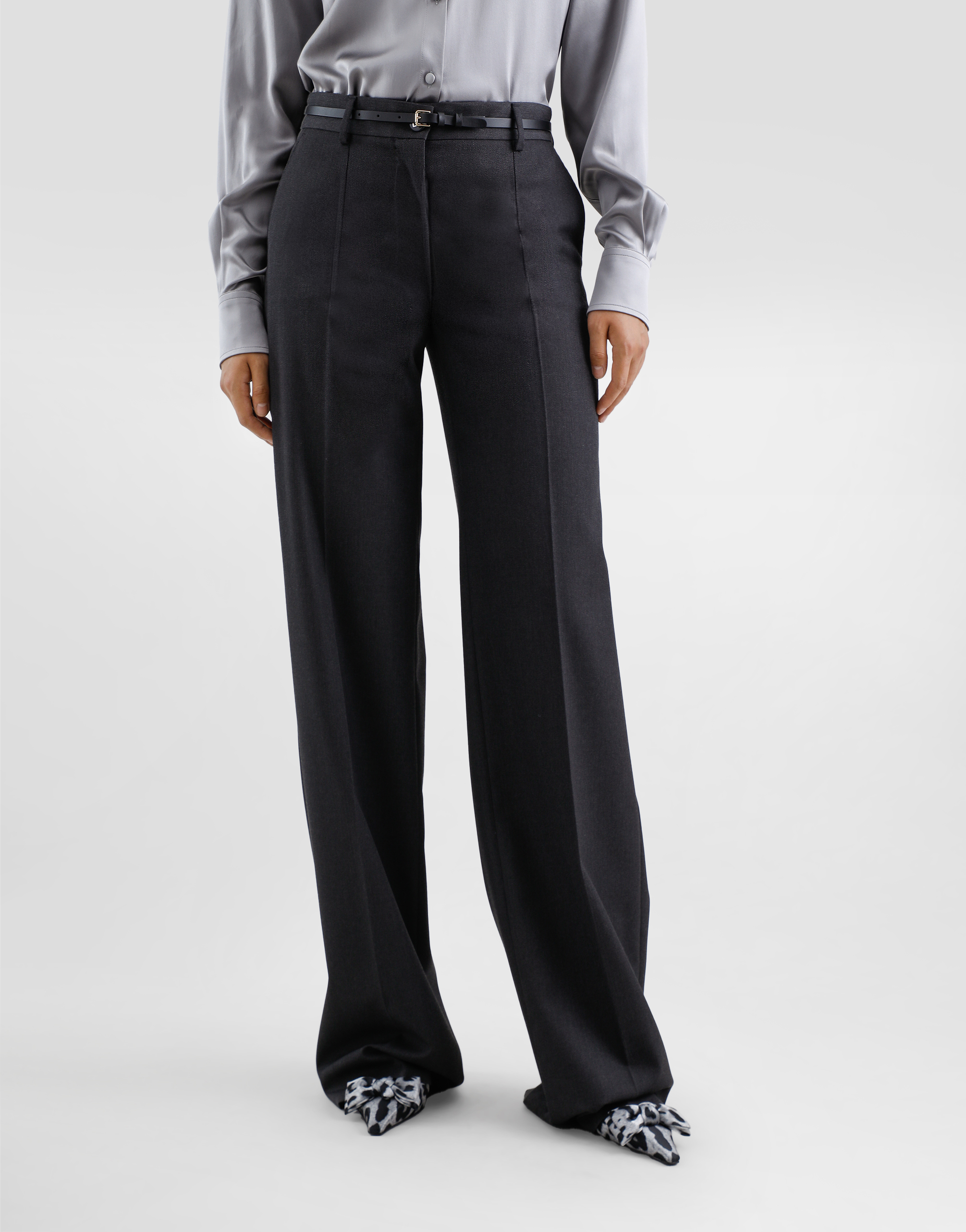 Dolce & Gabbana Flared Woolen Pants In Grey