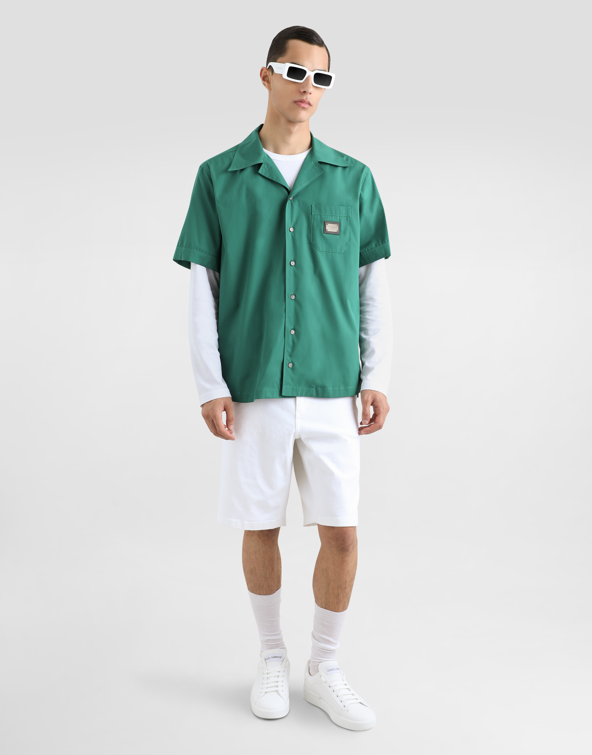 Dolce & Gabbana White Stretch Denim Shorts In Multicolor