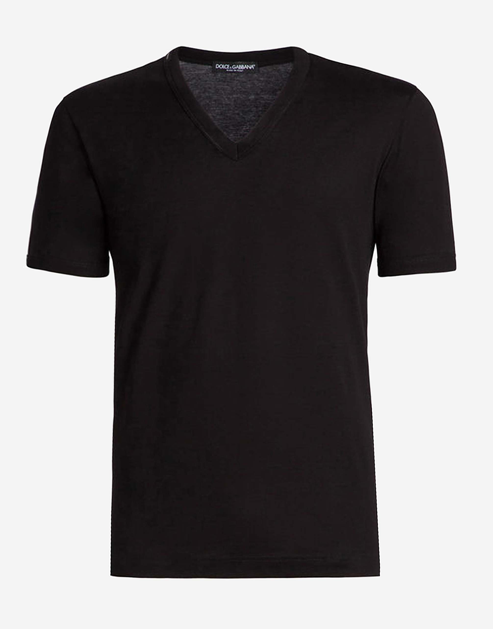 DOLCE & GABBANA ブラック Vネック Tシャツ 40サイズ DOLCE&GABBANA Tシャツ カットソー ブラック 半袖 クルーネック