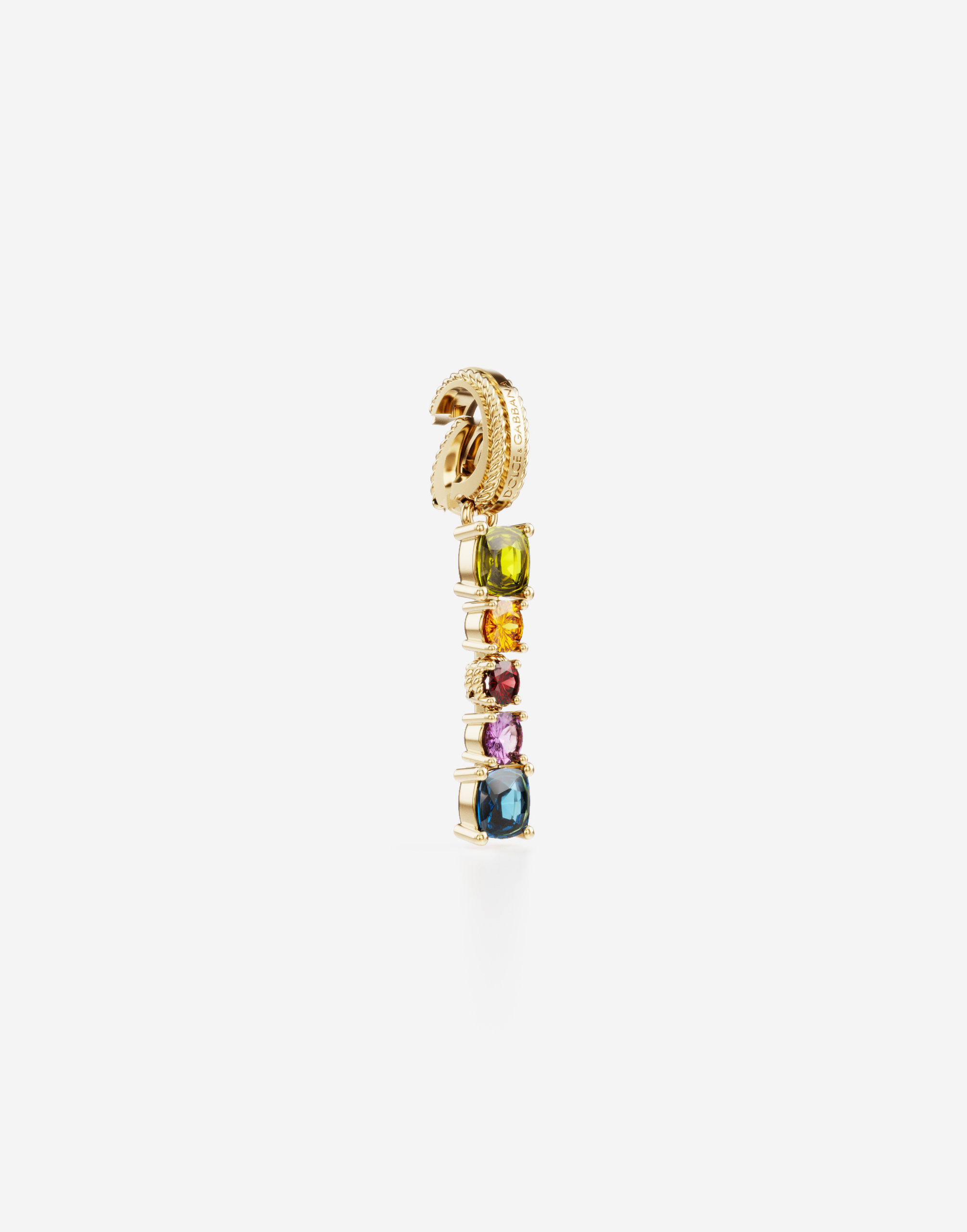 Dolce & Gabbana Rainbow Alphabet I 18 Kt Yellow Gold Charm With Multicolor Fine Gems Gold Female Onesize In Gold